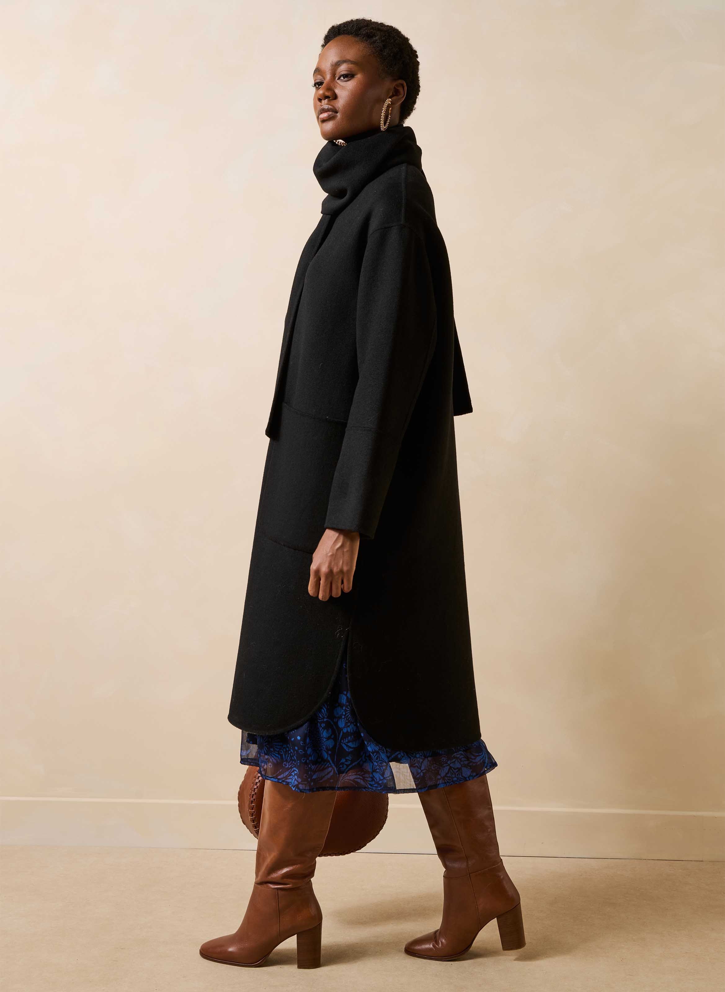 Oversized jas van een gerecyclede wolmix LA FEE MARABOUTEE Zwart