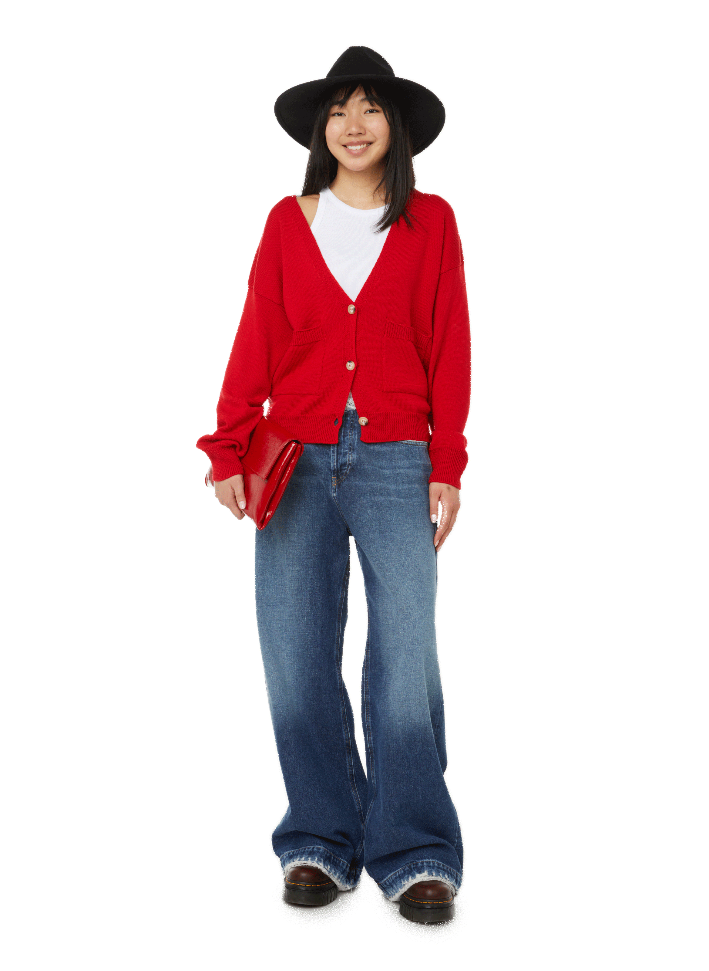 Cardigan oversize en laine SAISON 1865 Rouge