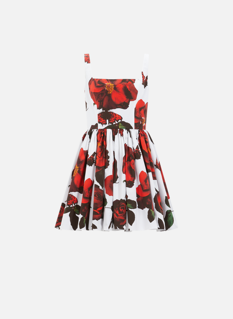 فستان قصير من القطن بنقشة الزهور متعدد الألوان من ألكسندر ماكوين 