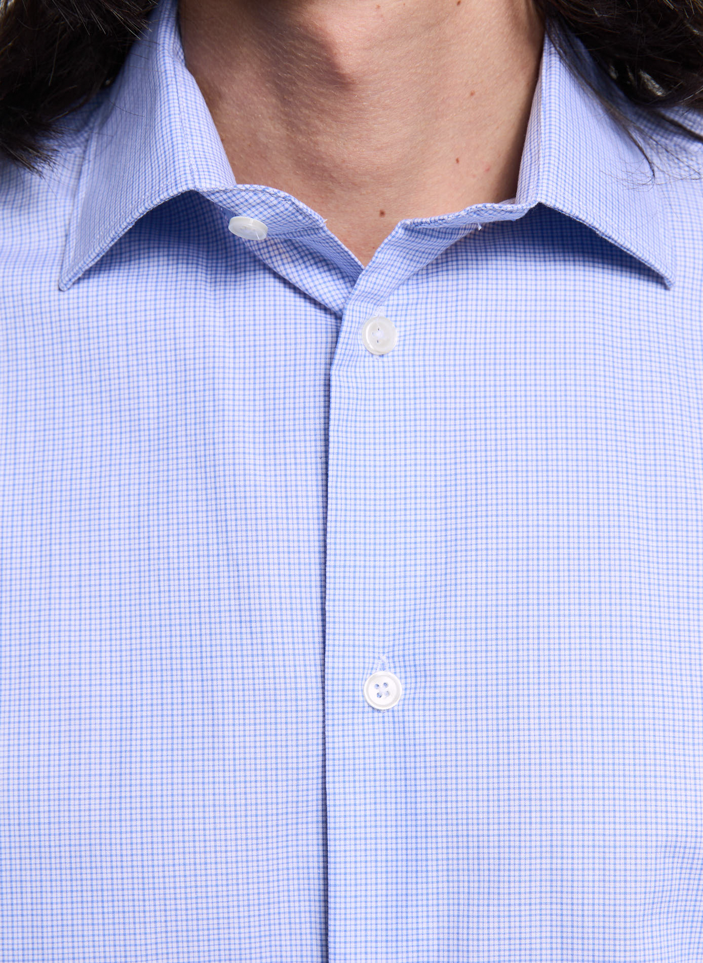 Chemise droite en coton Bleu