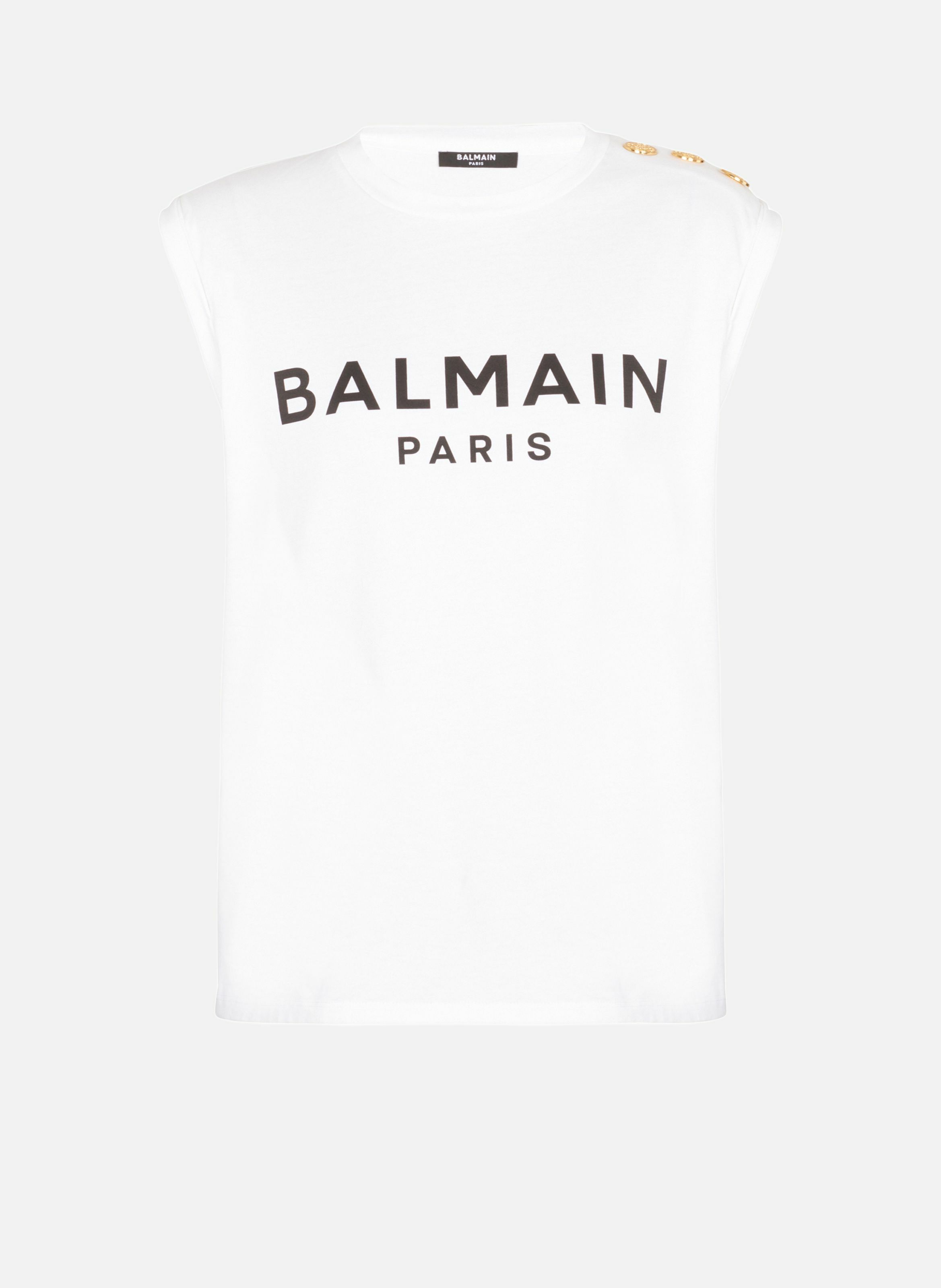 BALMAIN T-shirt en coton éco-responsable imprimé logo balmain Blanc