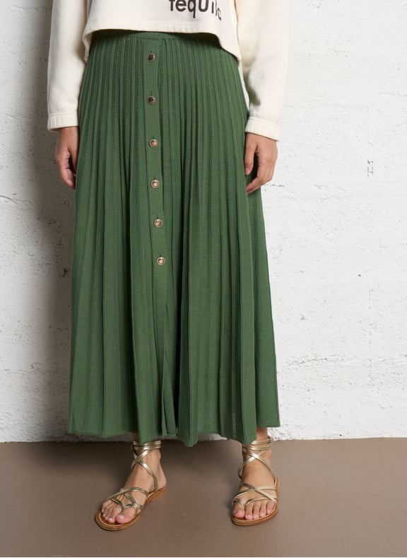 Jupe midi évasée en maille ajourée sindy Vert by BA&SH BA&SH Jupe midi évasée en maille ajourée sindy Vert