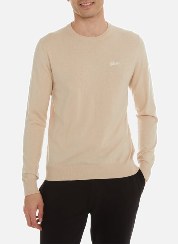 Pull uni en coton Beige by GUESS GUESS Pull uni en coton Beige