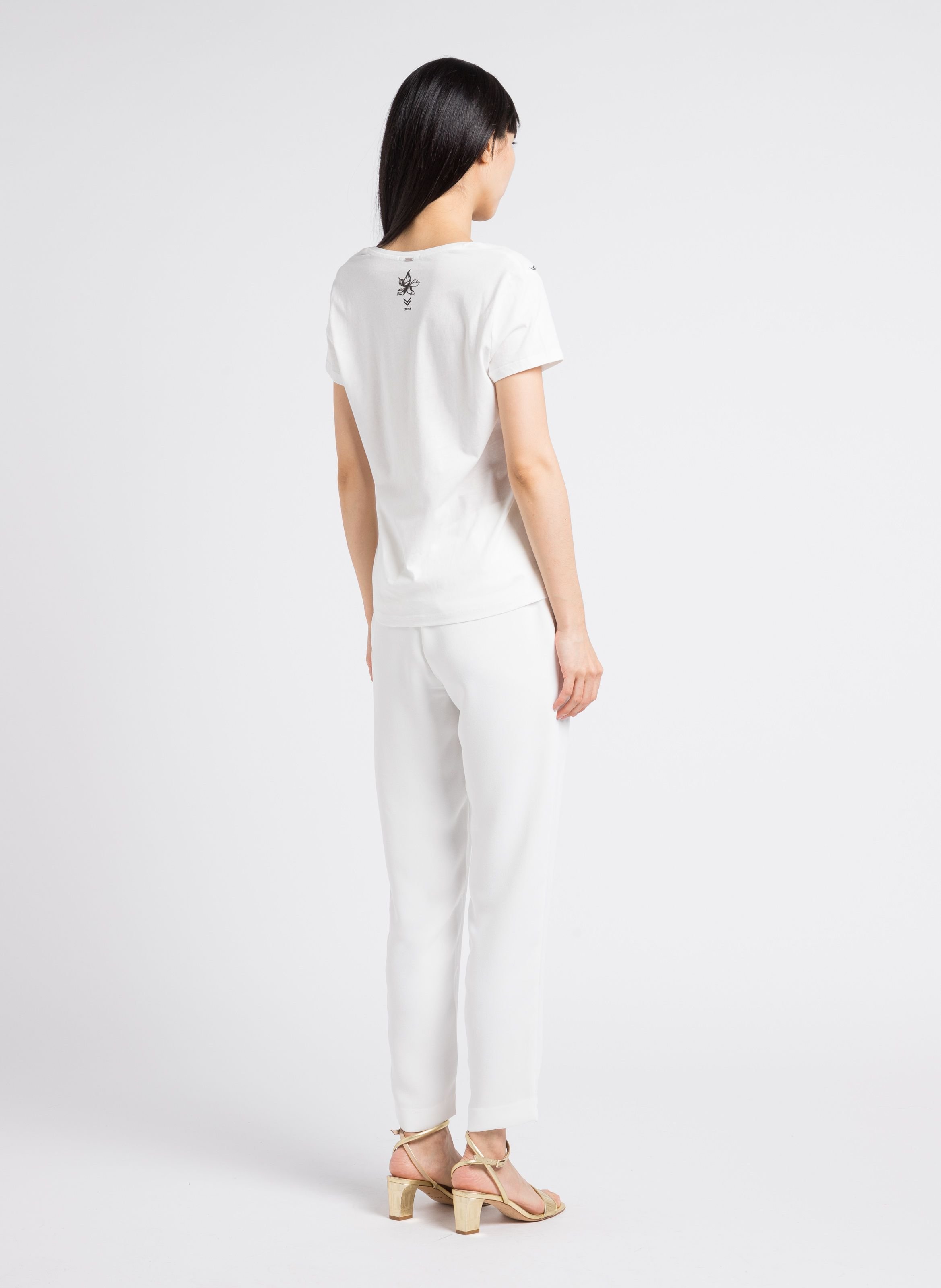 Pantalon carotte taille haute ceinturée IKKS Blanc