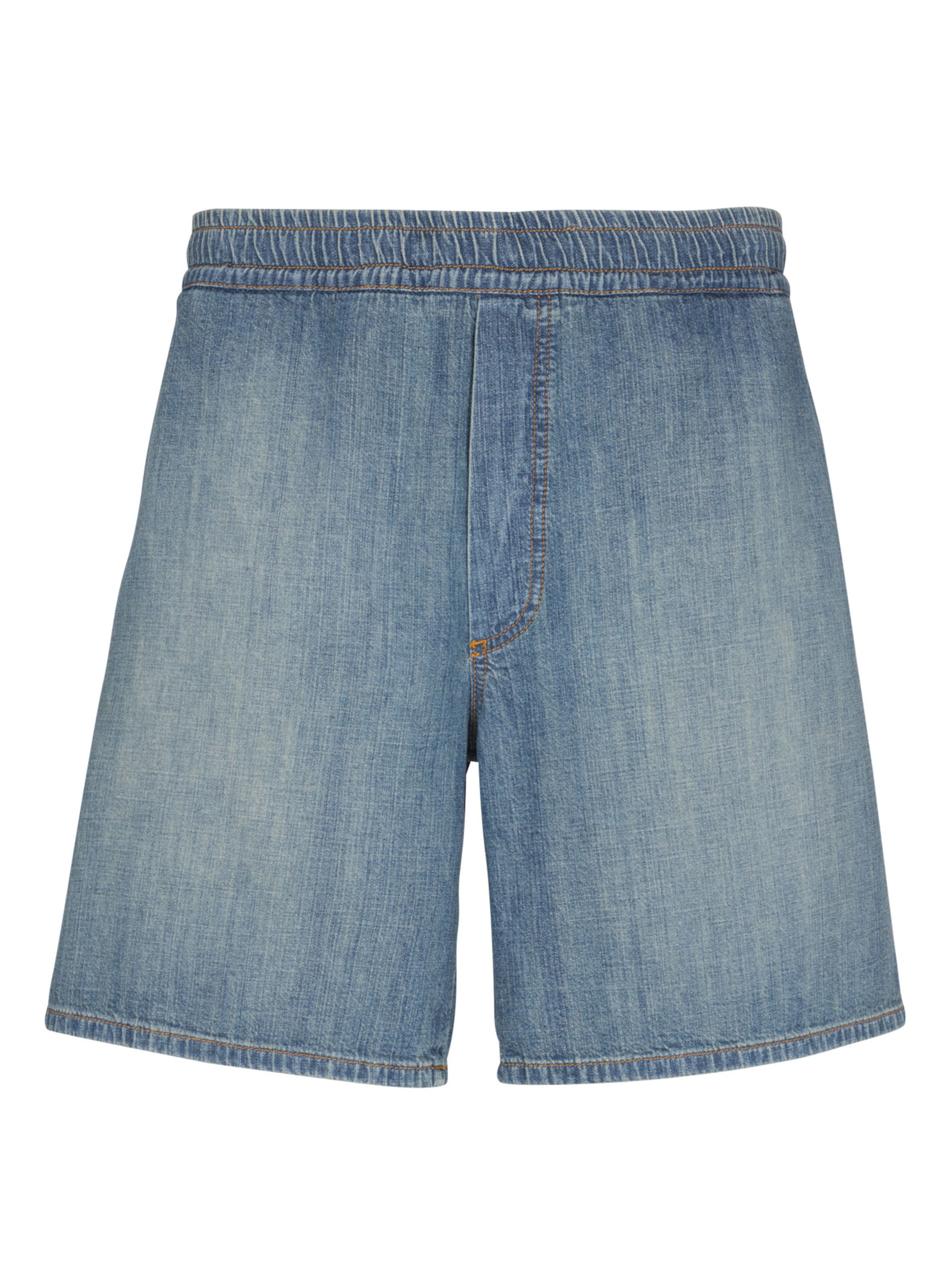 Short en denim délavé BALMAIN Bleu