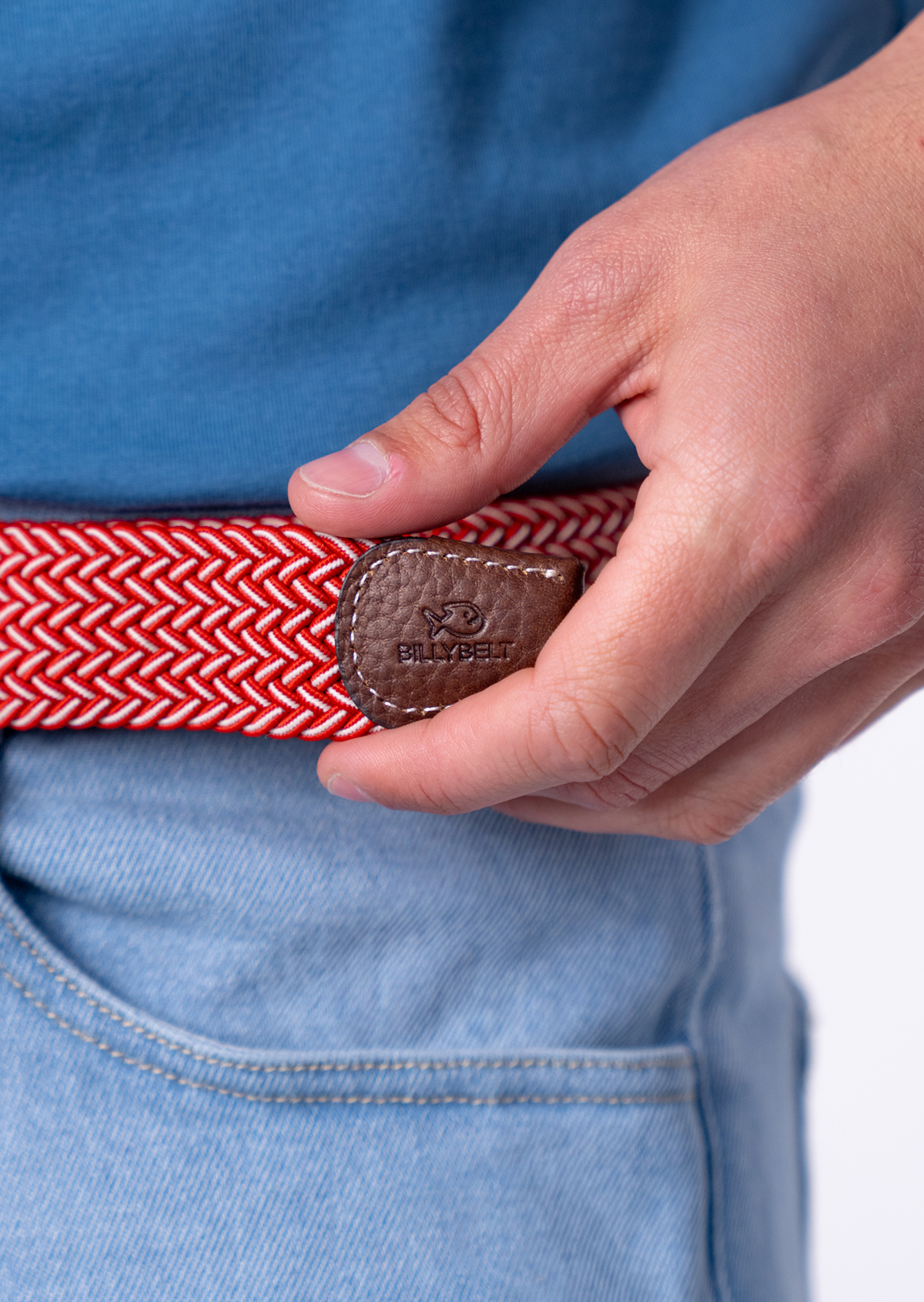 Ceinture tressée élastique multicolore BILLYBELT Rouge