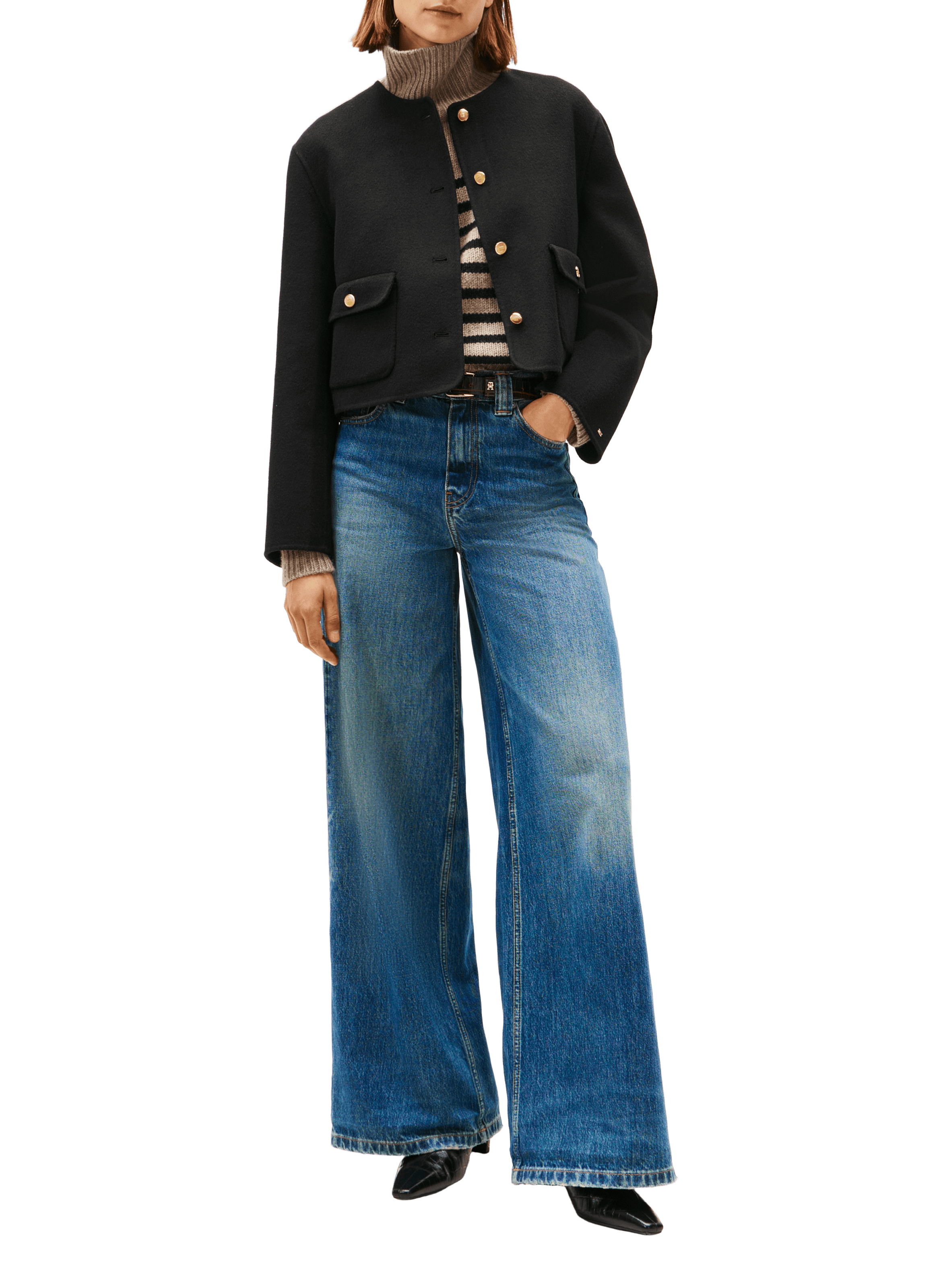 Veste unie en laine mélangée TOMMY HILFIGER Noir