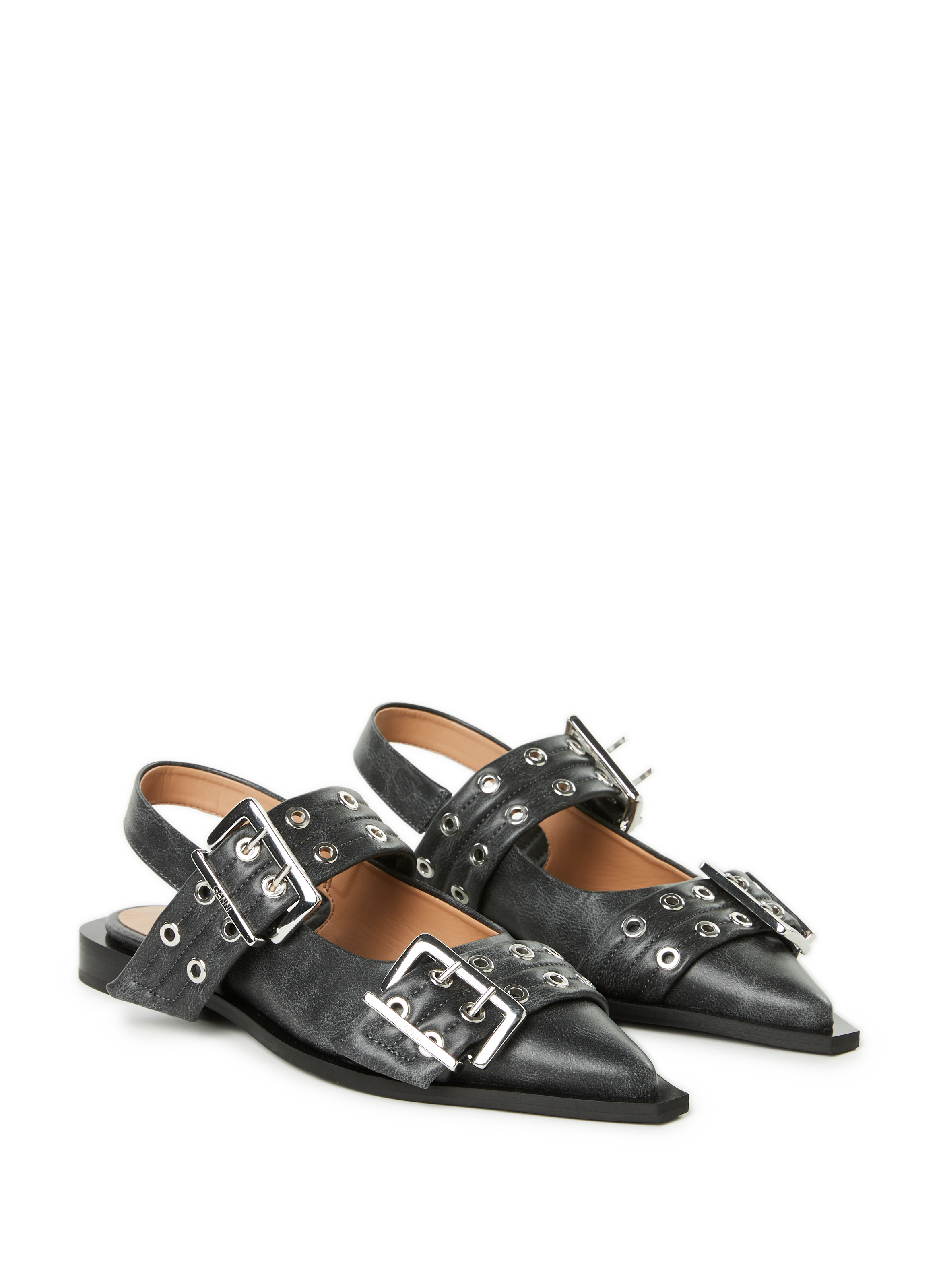 Buckle Ballerina Flats GANNI Grey