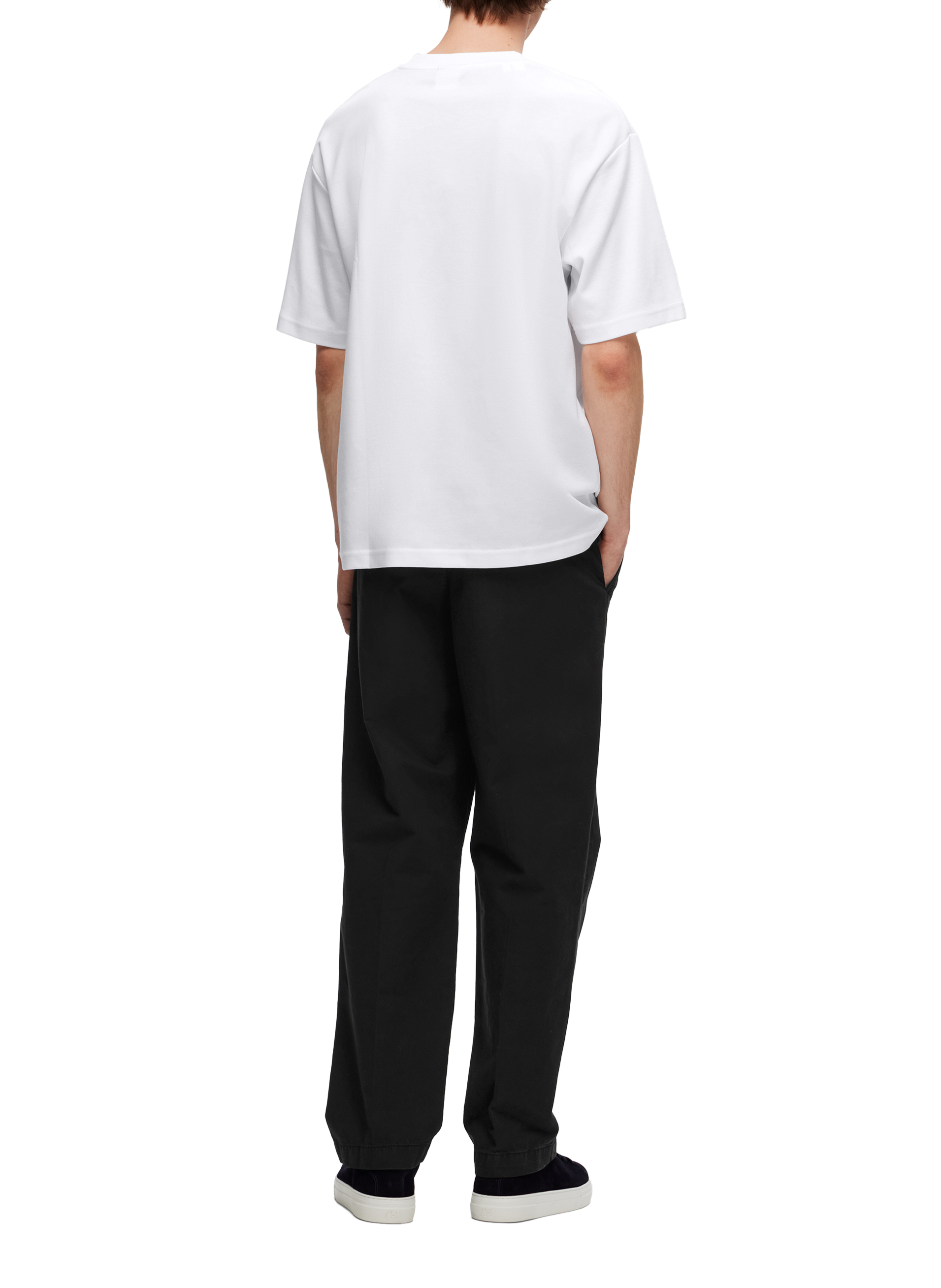 T-shirt uni en coton mélangé SELECTED Blanc