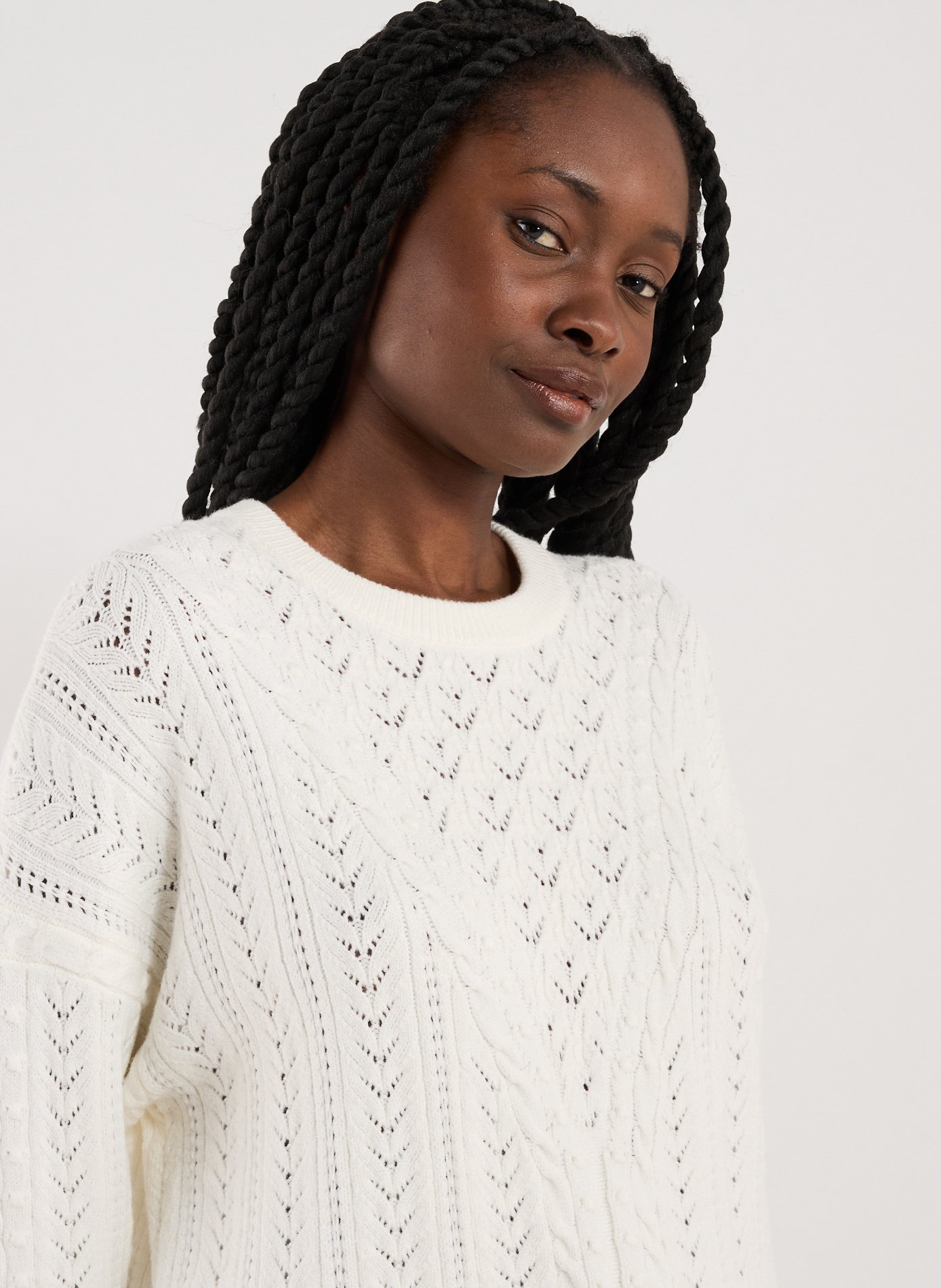 Pull en tricot ajouré GUESS Beige
