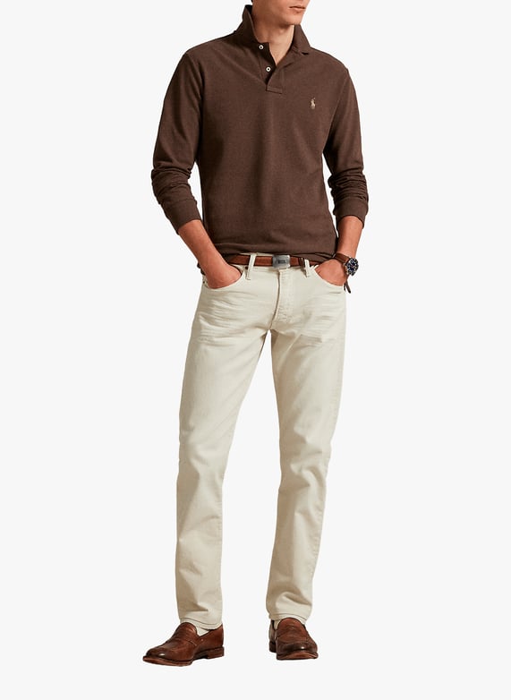 Long-sleeved cotton polo shirt | Beige by POLO RALPH LAUREN Long-sleeved cotton polo shirt Beige