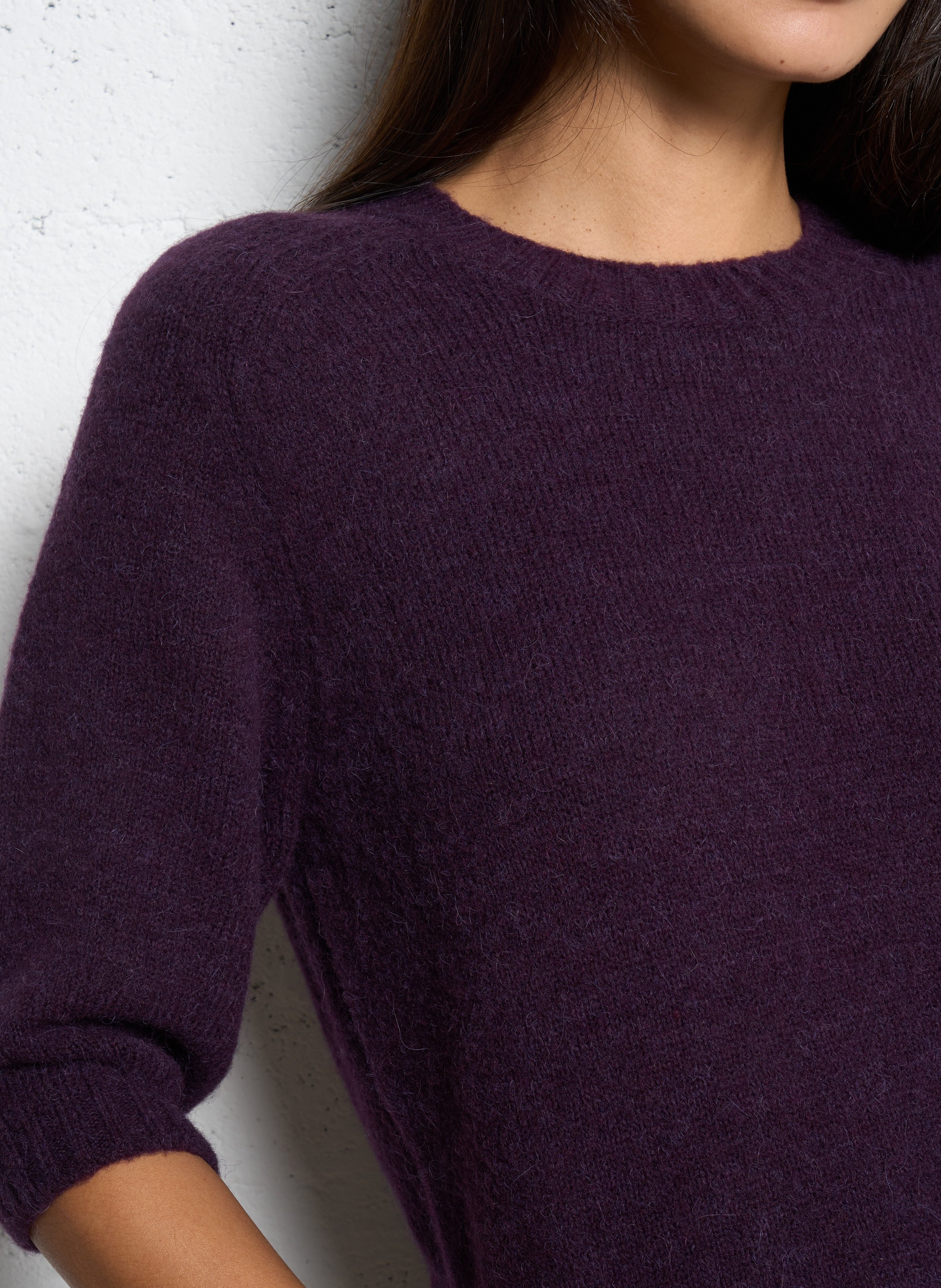 Pull droit col rond en maille mélangée betina SOEUR Violet