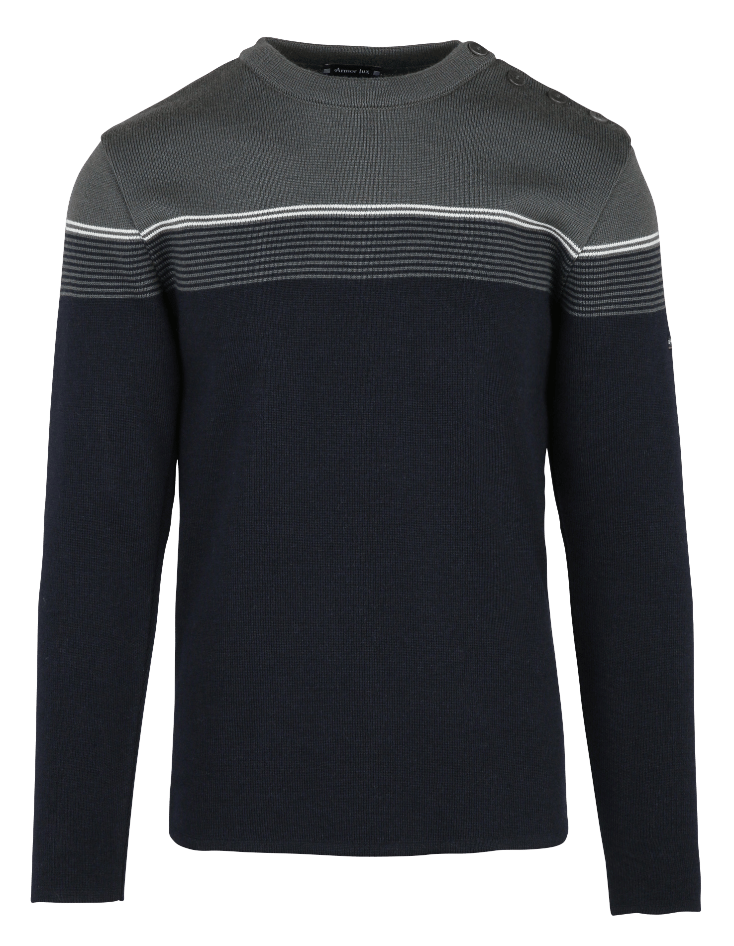 Pull droit col rond rayé en laine ARMOR-LUX Bleu