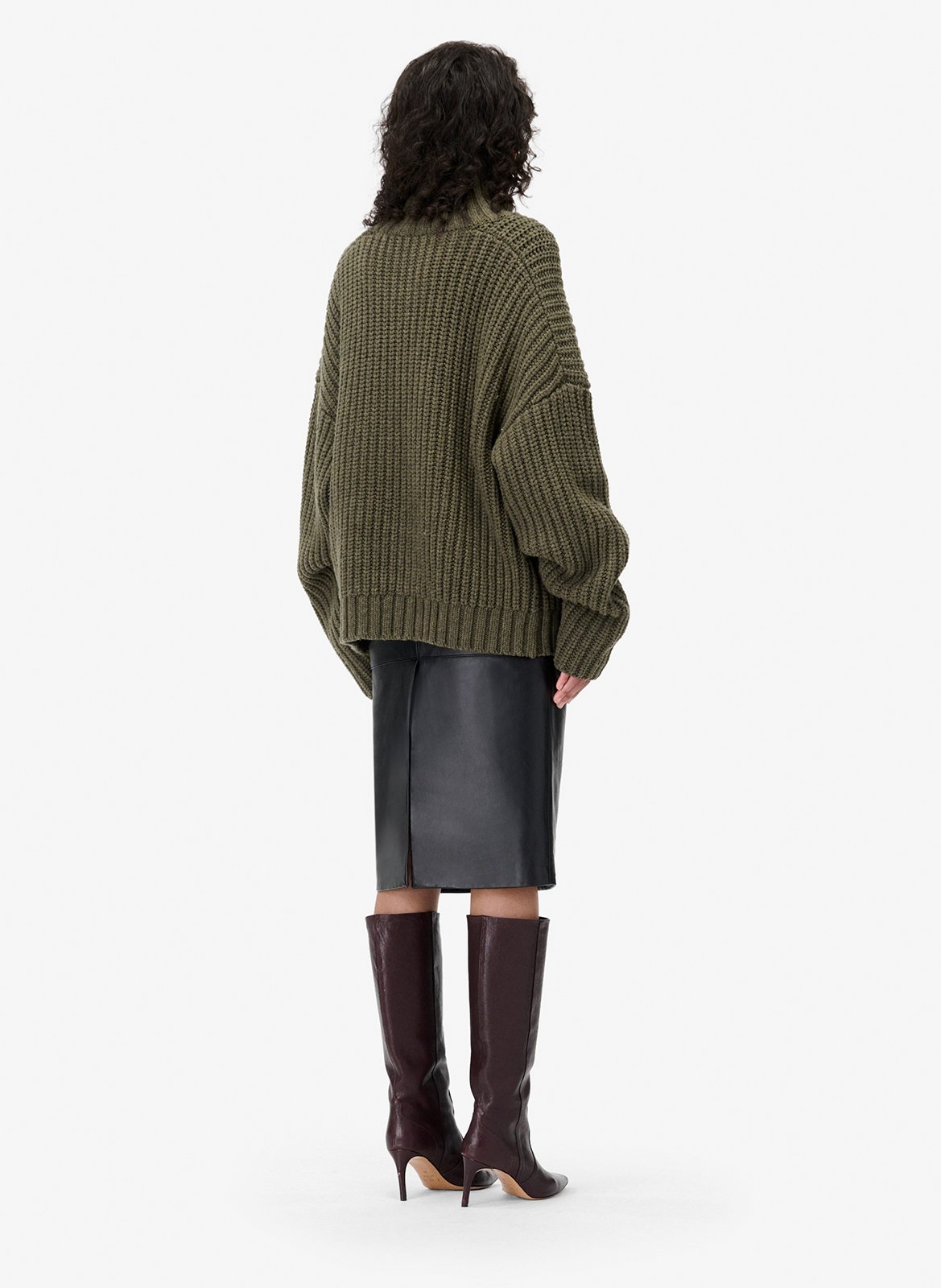 Pull ample tressé en laine mélangée rhona IRO Kaki