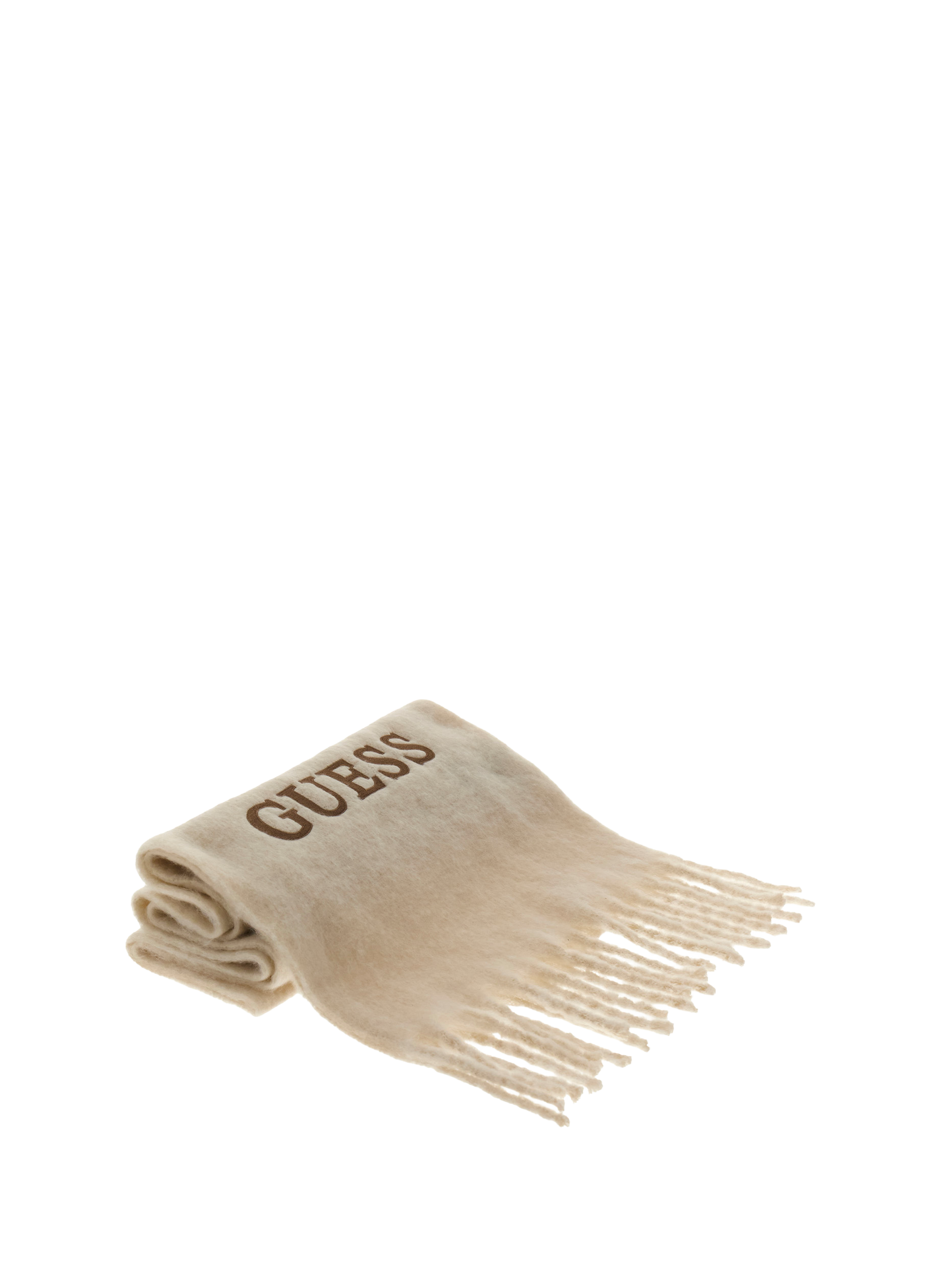 Embroidered fringe scarf GUESS White