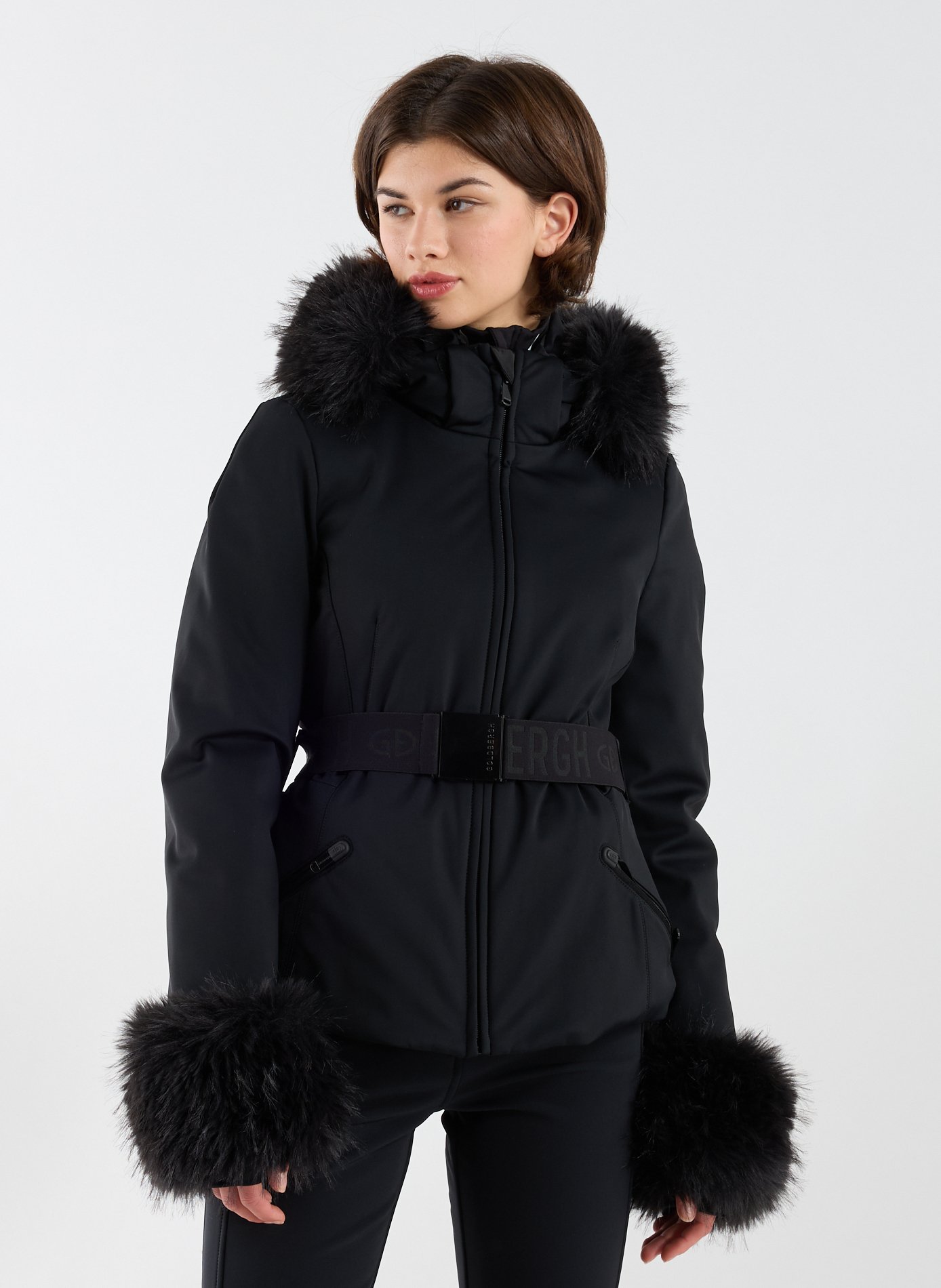 GOLDBERGH Belted fur ski jacket Black