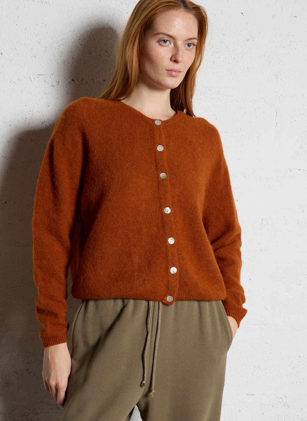 Gilet ample col rond en laine mélangée vitow  Cuivre chine