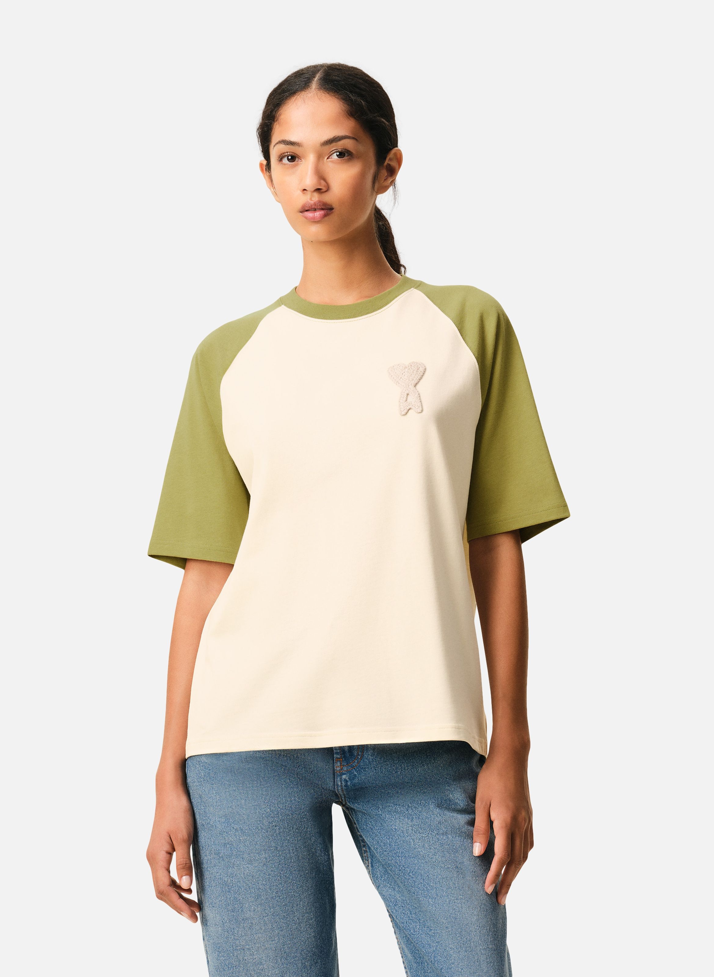 T-shirt ami de coeur en crochet unisexe en coton AMI PARIS Blanc