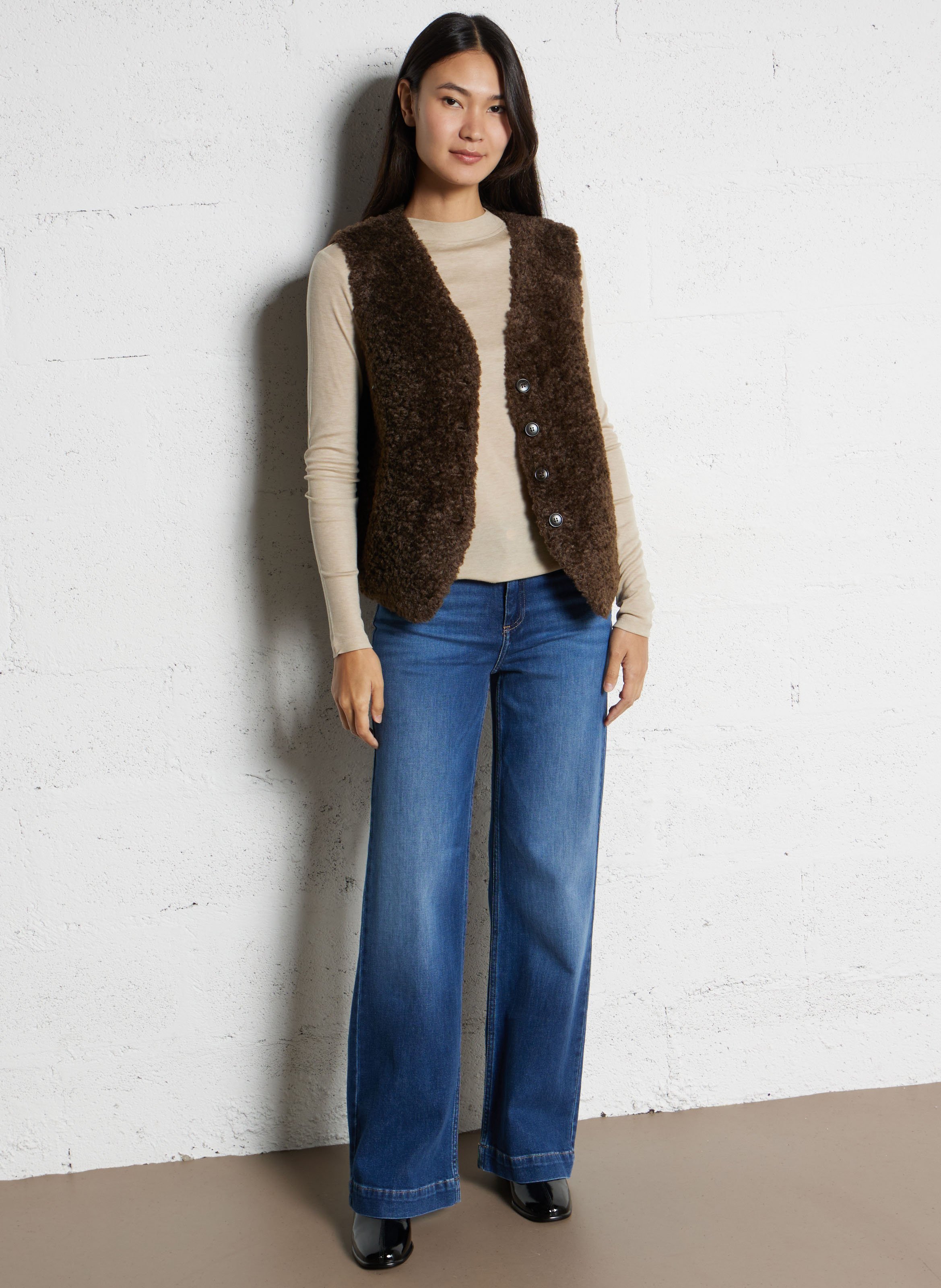 Tee-shirt manches longues fluide à col montant flynn MAISON 123 Blanc