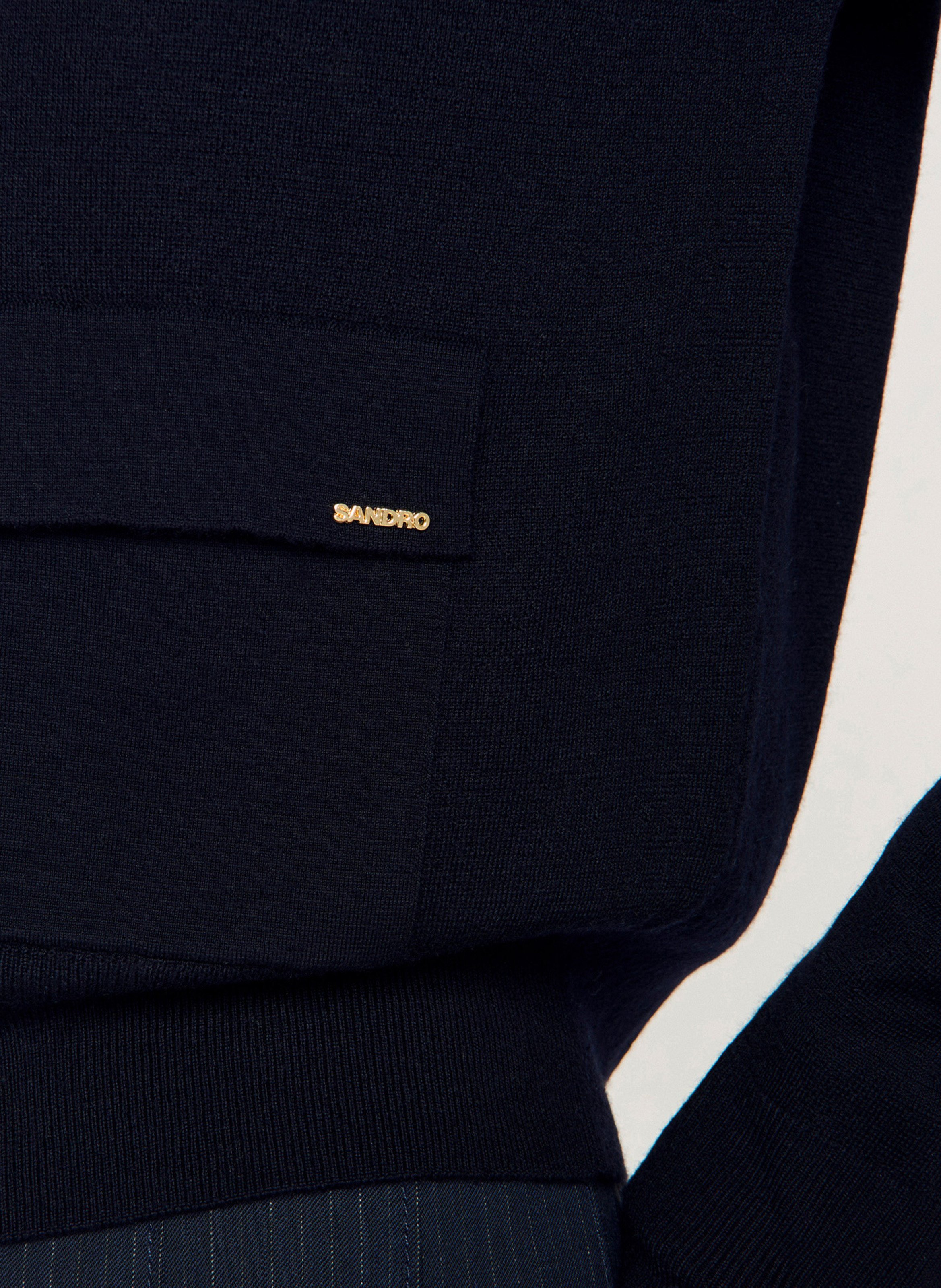 Pull col v en laine SANDRO Bleu