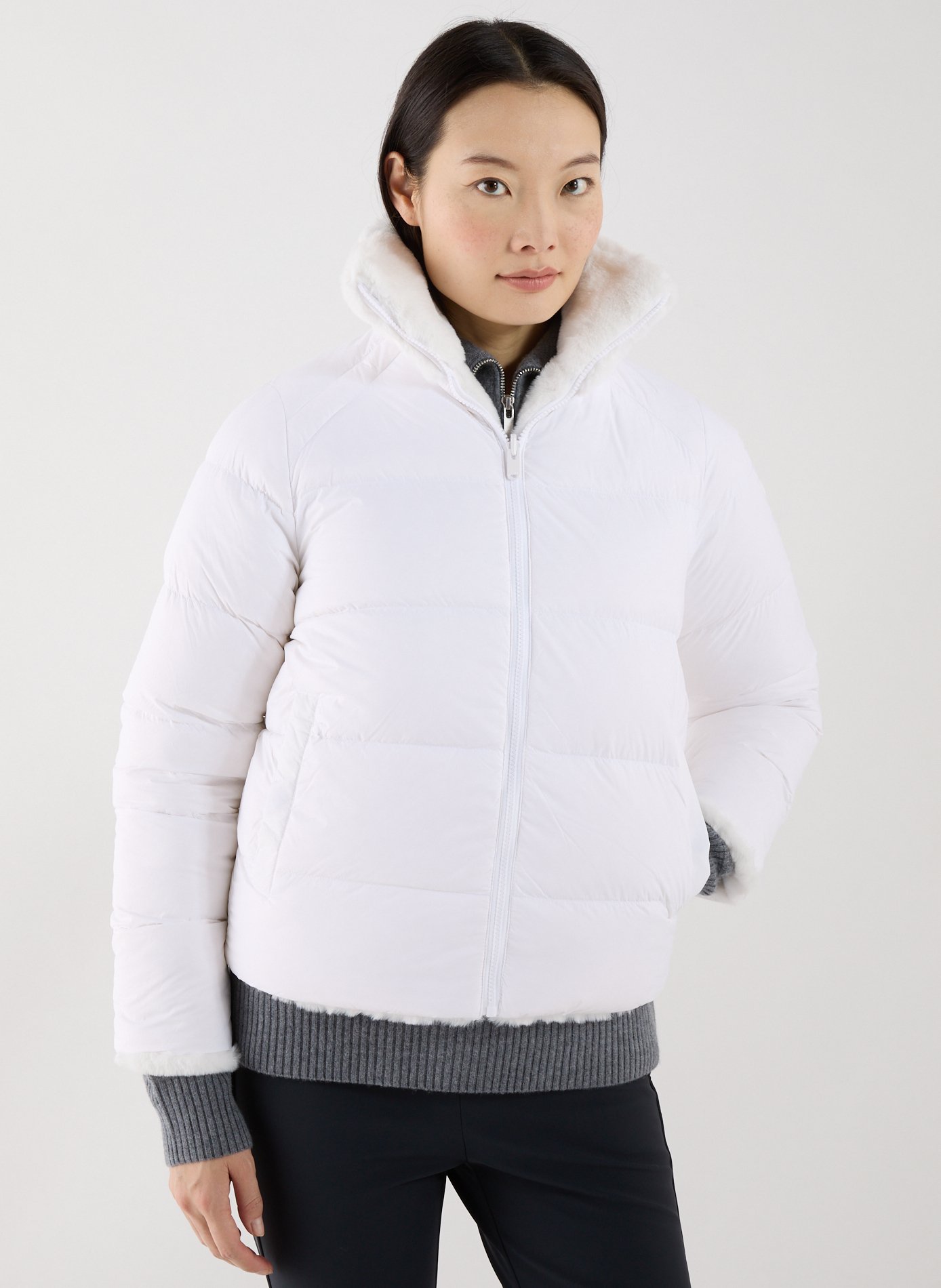Short Olga faux fur puffer jacket JOTT White