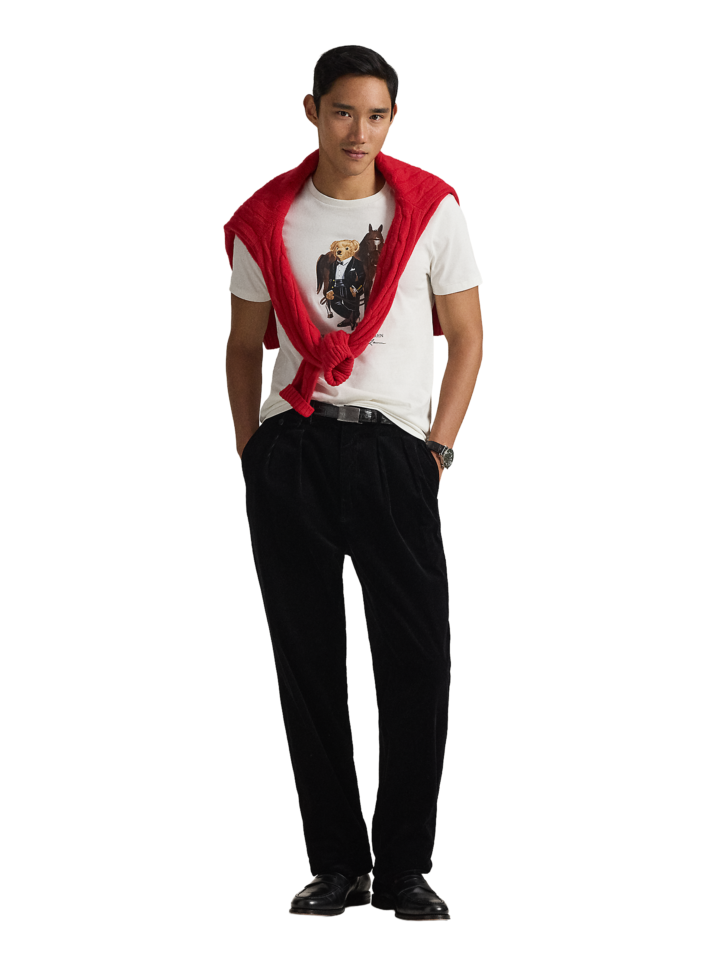 T-shirt col rond sérigraphié en coton POLO RALPH LAUREN Blanc