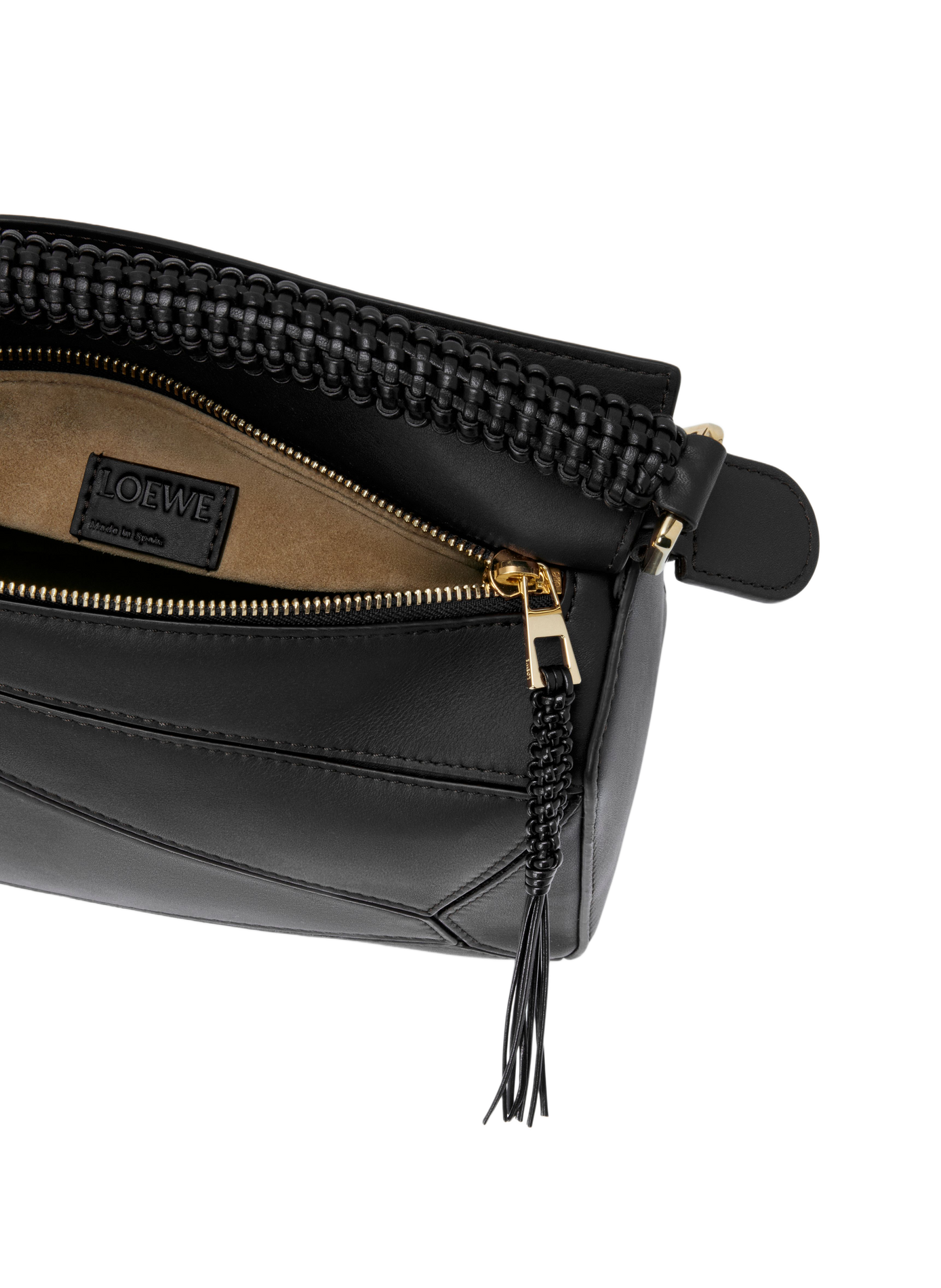 Petit sac Puzzle en cuir de veau lisse et agneau nappa LOEWE Noir