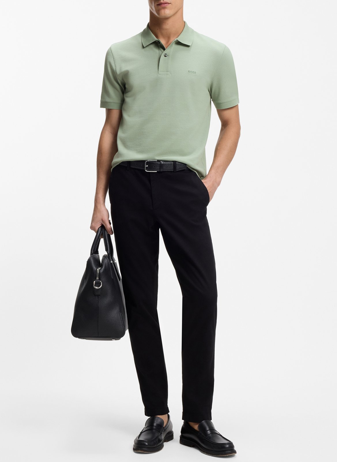 Polo manches courtes droit uni BOSS Kaki