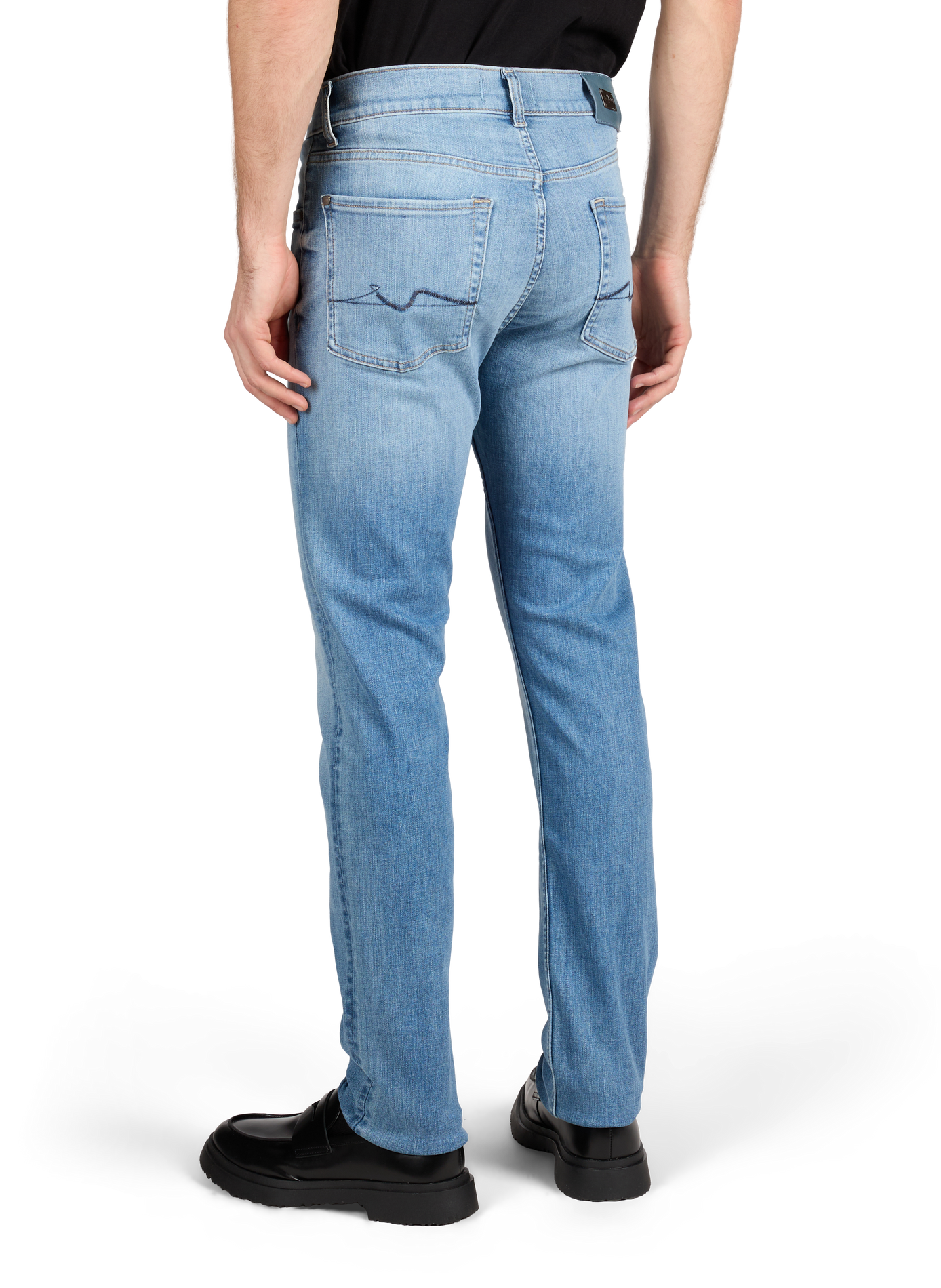 Jean slim en coton mélangé 7 FOR ALL MANKIND Bleu
