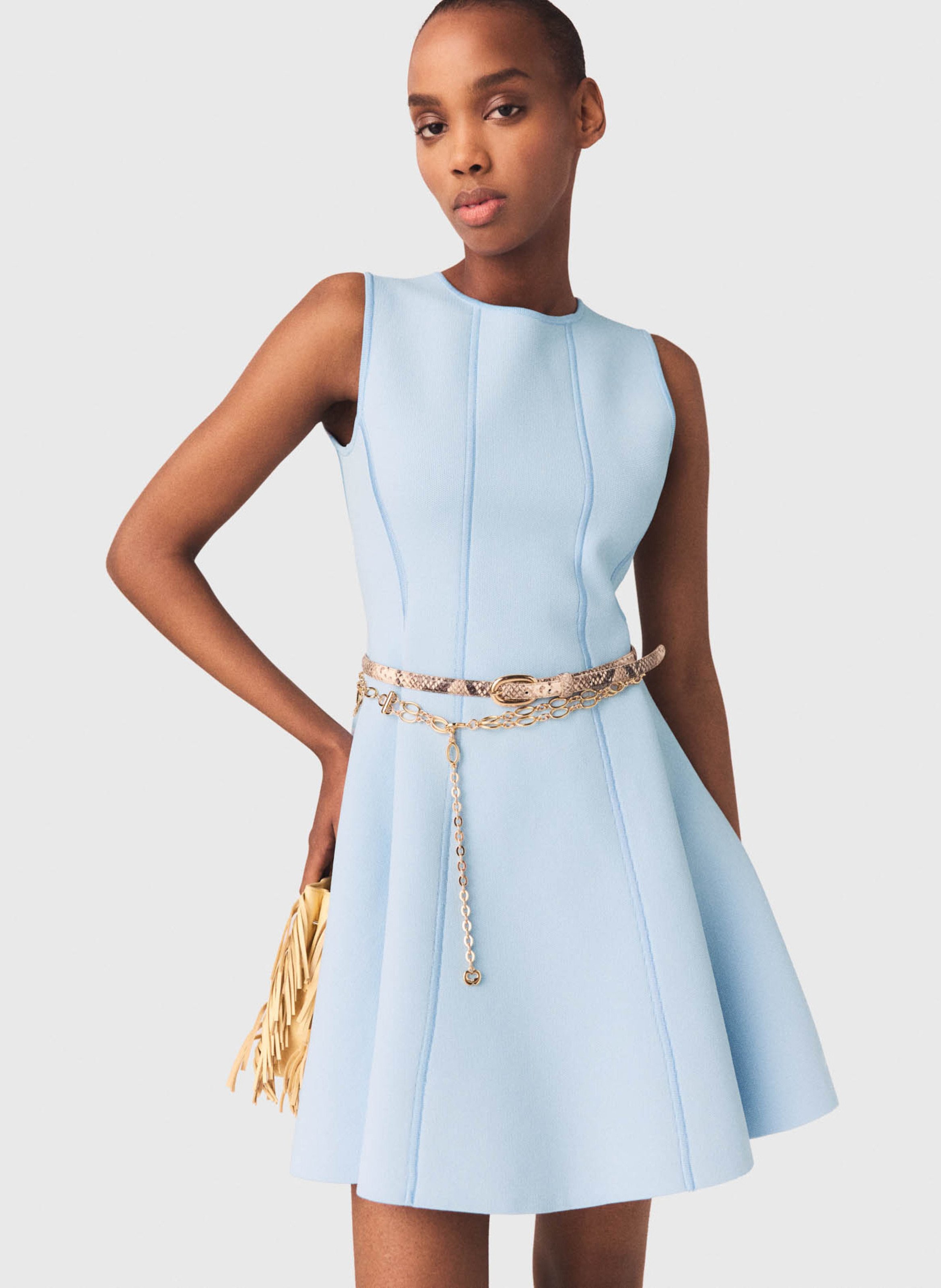 Robe courte col rond MAJE Bleu