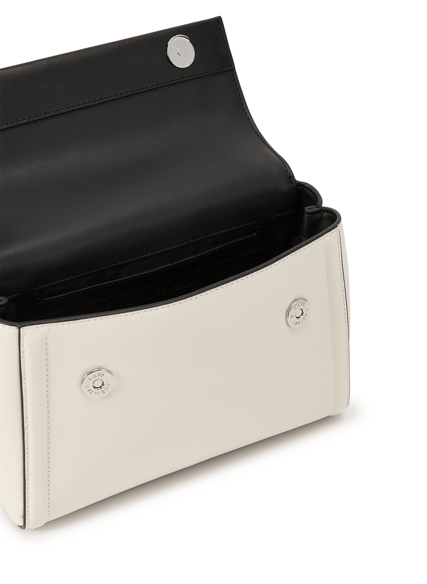 Sac à main à logo en cuir de vache KARL LAGERFELD Noir