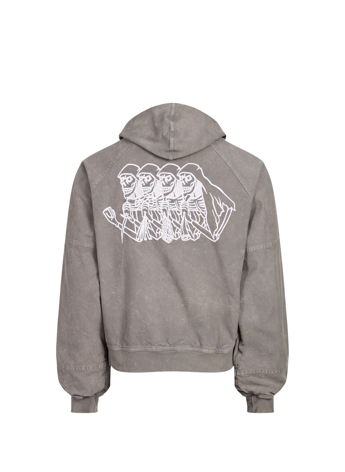 Veste ample brodée à capuche en coton JACKER. Gris