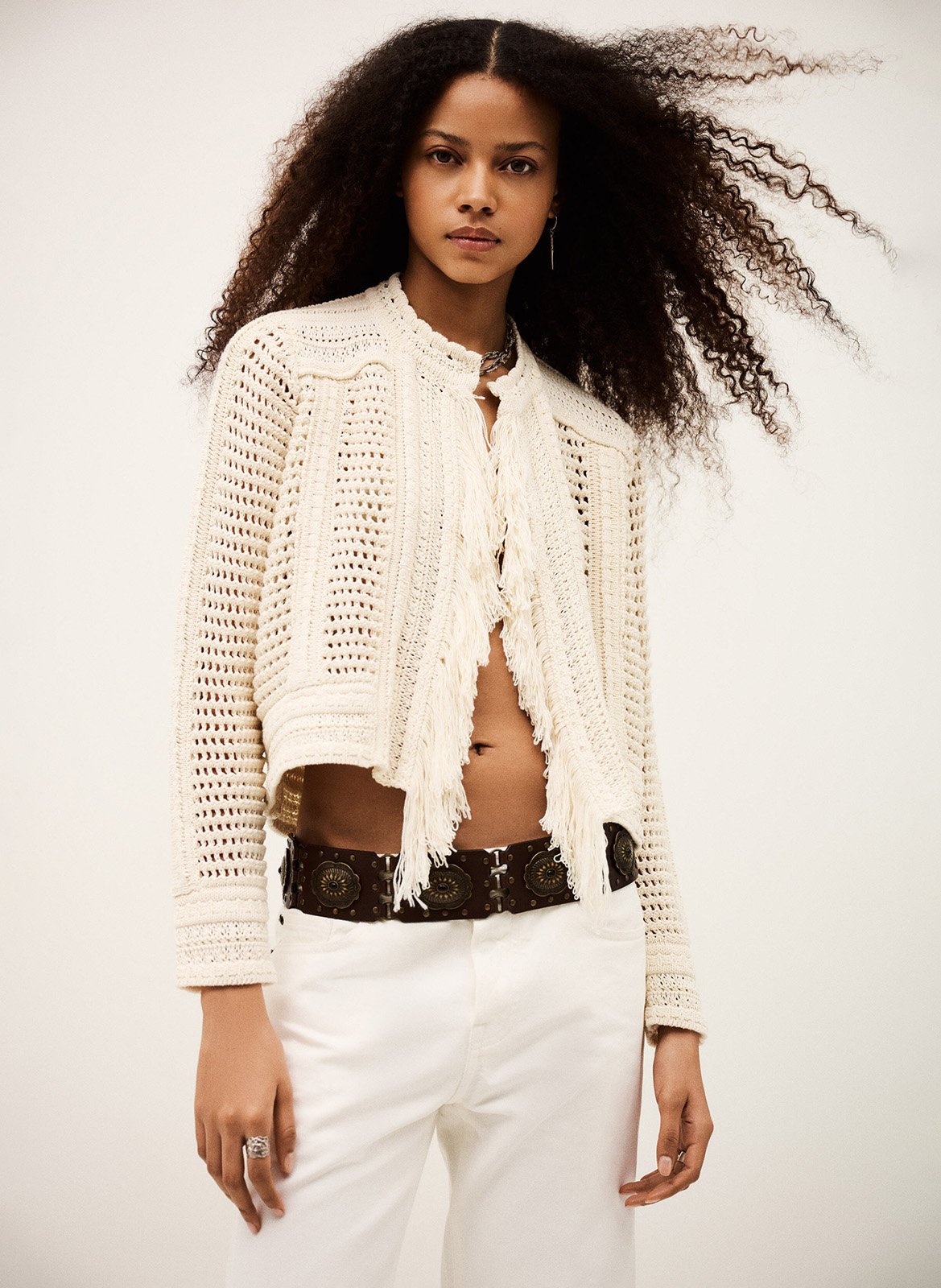 Gilet en crochet col rond bianca BA&SH Beige