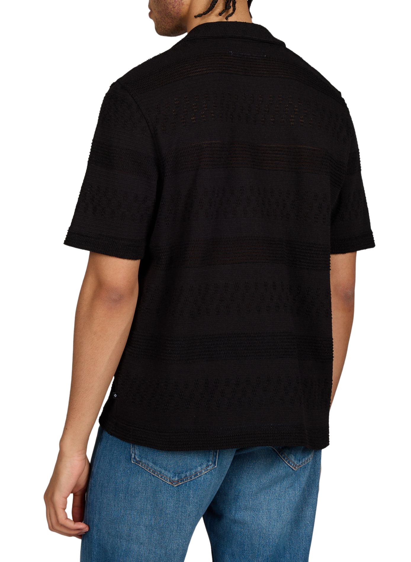 Chemise manches courtes en tricot de coton mélangé SAMSOE SAMSOE Noir