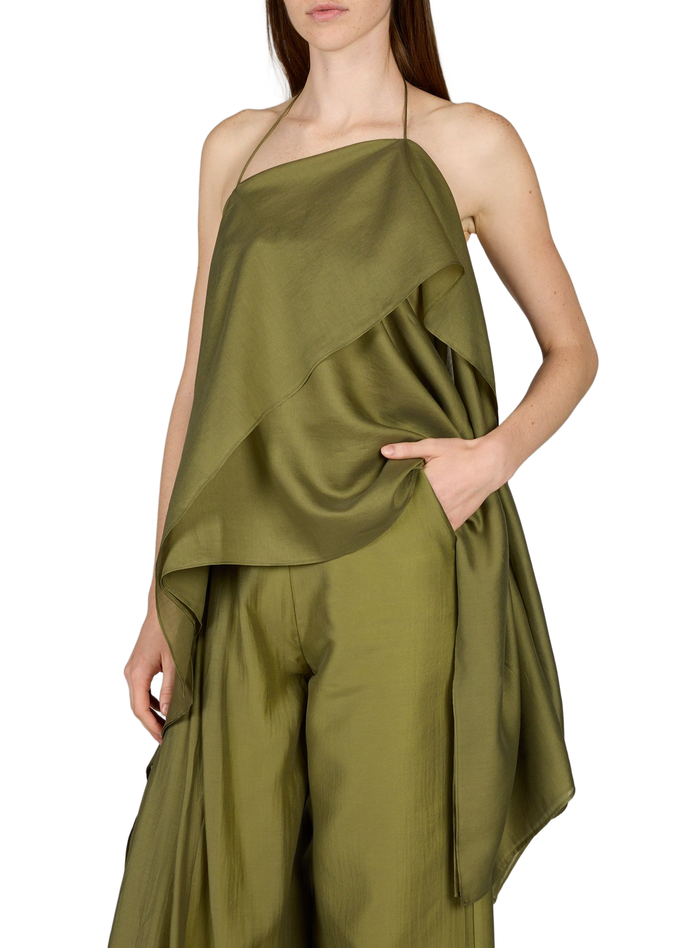 Top voilé sans manches à nouer MARQUES ALMEIDA Vert