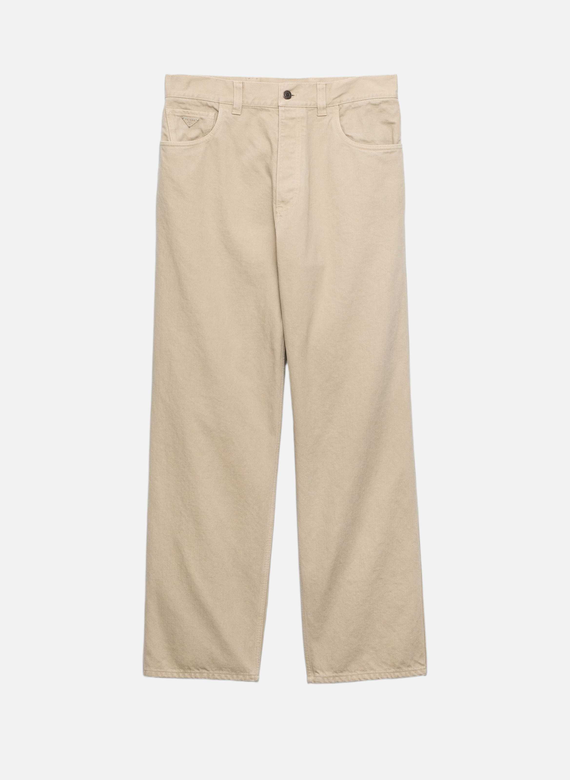 Jean cinq poches en denim vieilli PRADA Beige