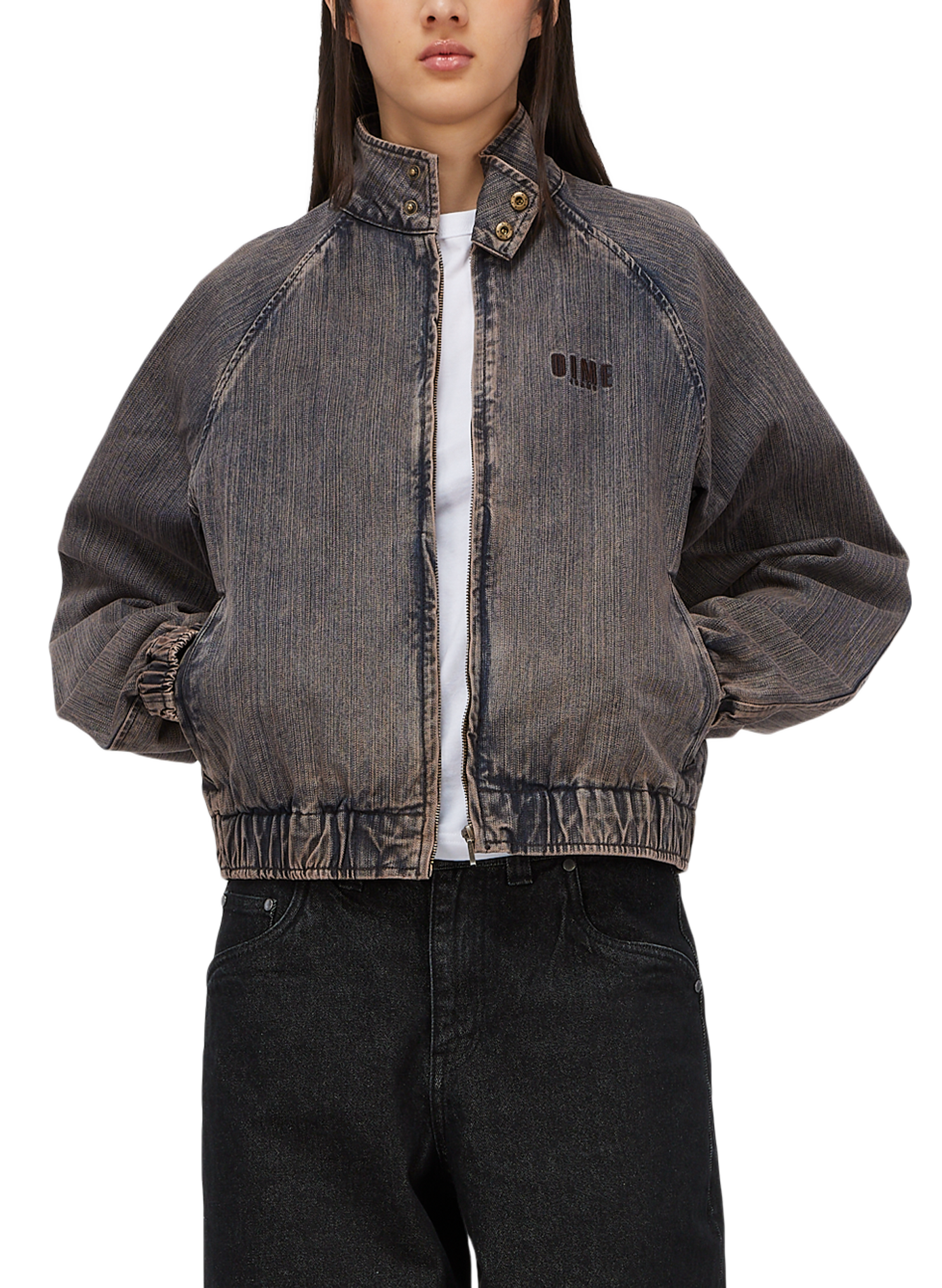 Weite Jacke mit Stehkragen aus Baumwolldenim DIME Blau