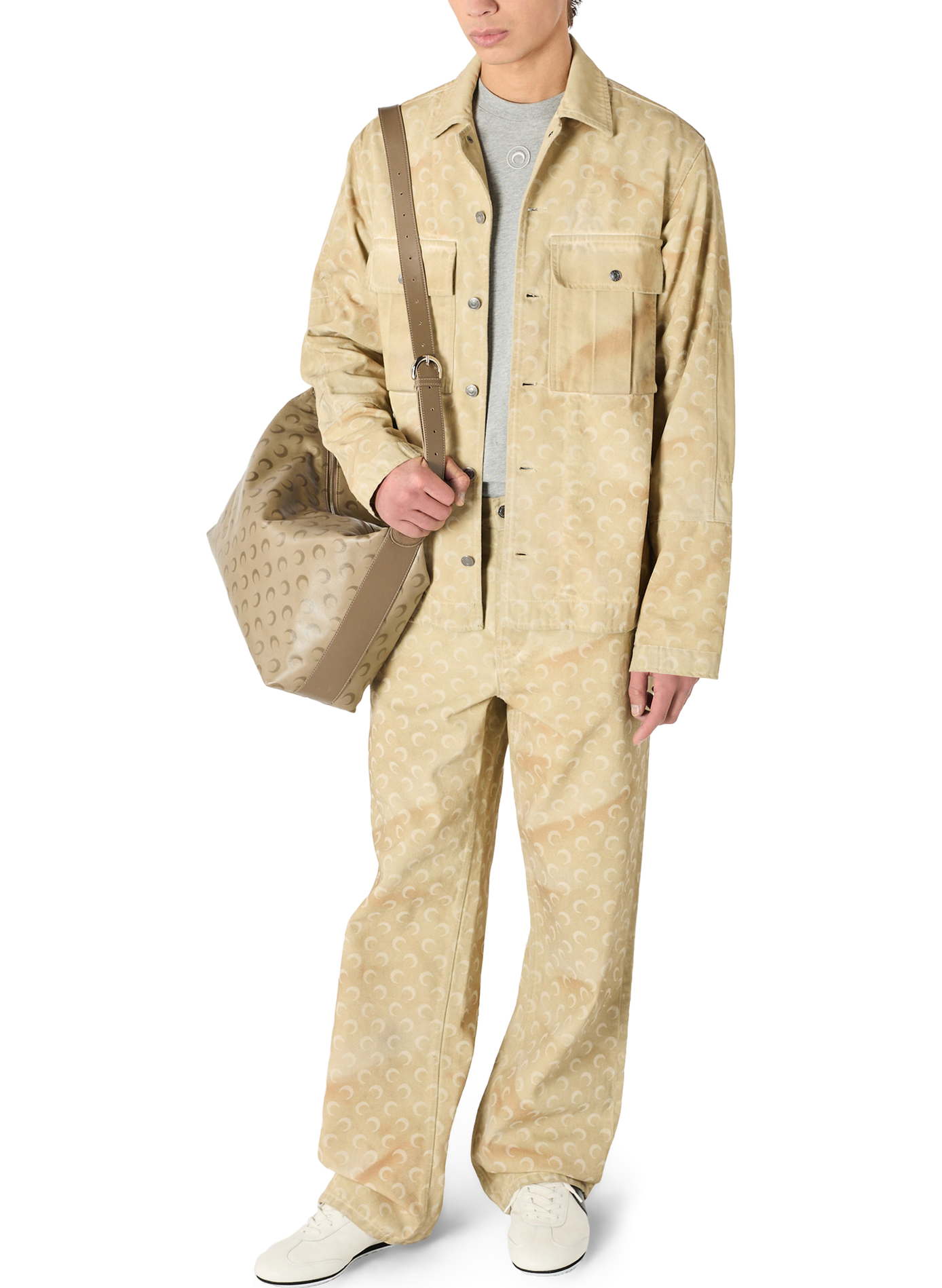 Jean droit denim délavé moon MARINE SERRE Beige