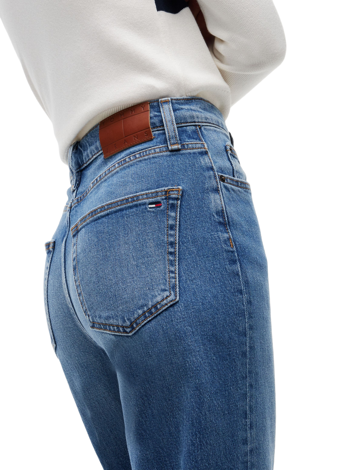 Jean droit en coton délavé TOMMY HILFIGER Bleu