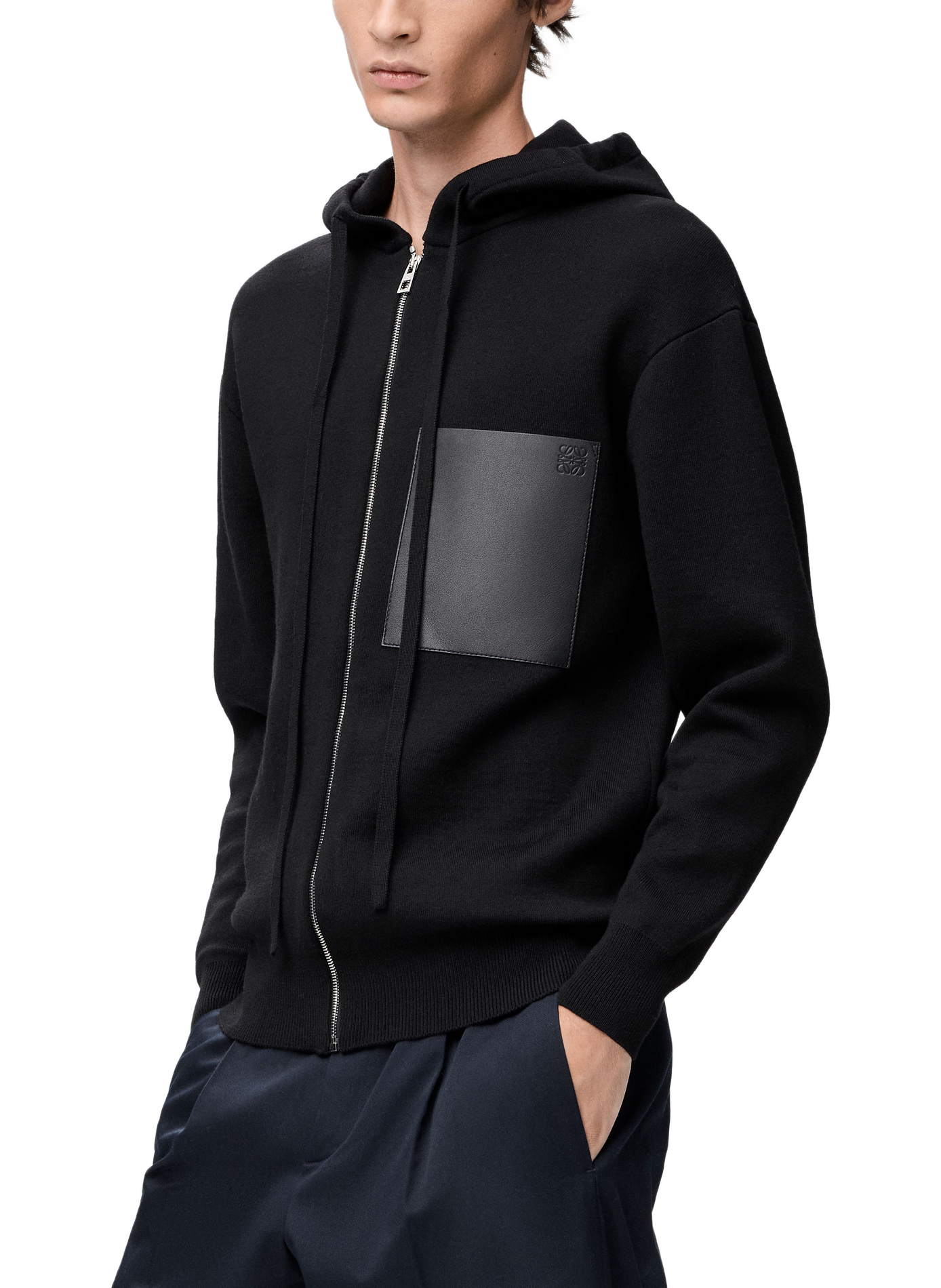 Gefütterter Kapuzenpullover aus Wolle LOEWE Schwarz