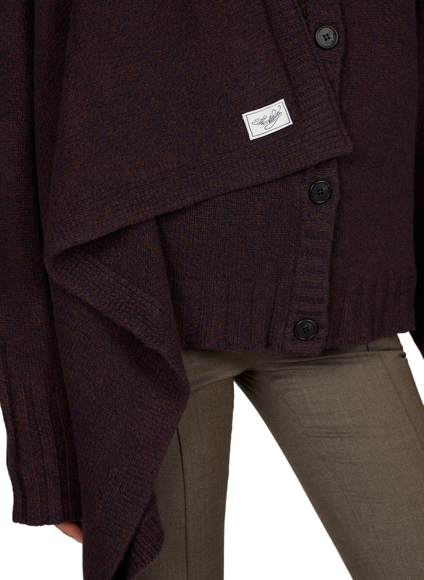 Gerader Cardigan aus Wolle und Kaschmir THE ATTICO Braun