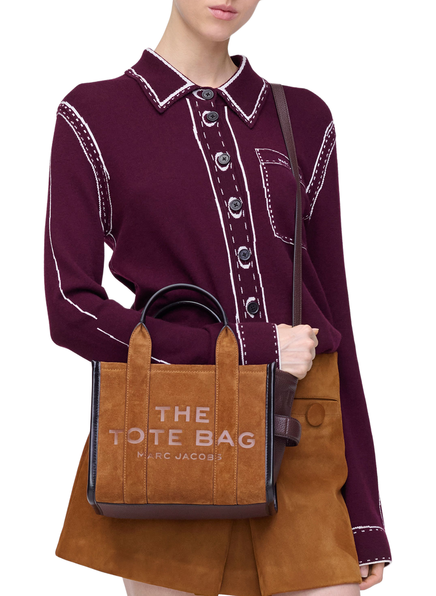 Sac cabas The Tote Bag en daim MARC JACOBS Marron