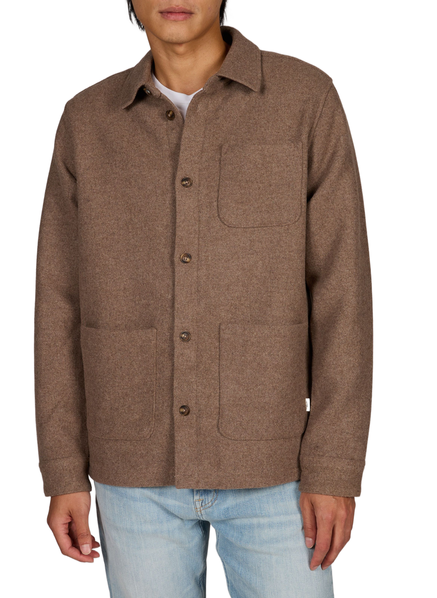 Straight classic collar overshirt in a wool blend LES DEUX Brown