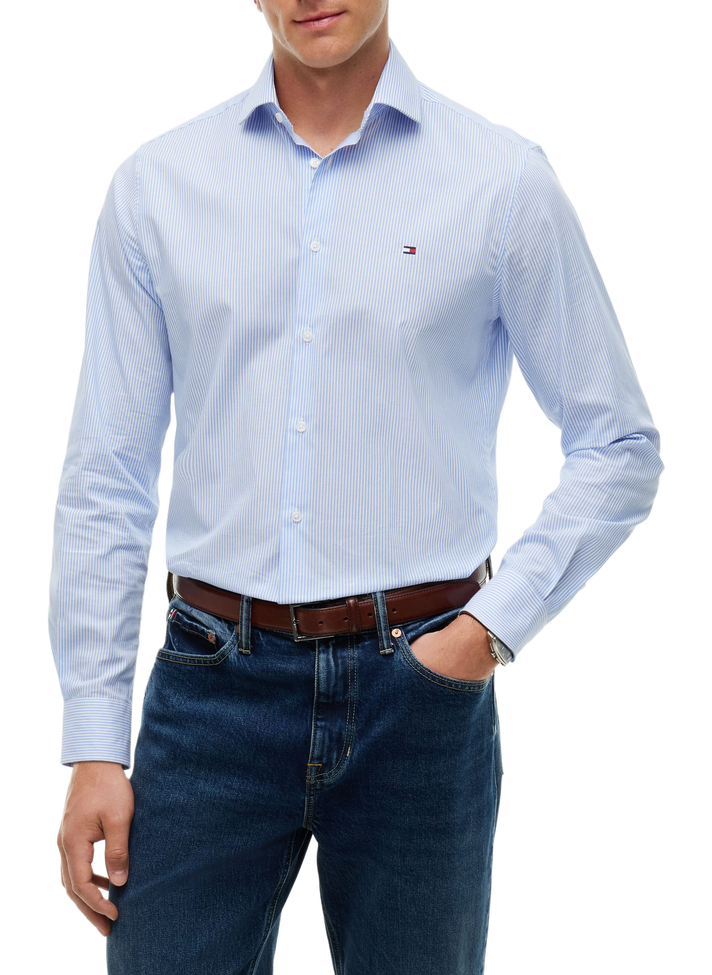 Gestreiftes Hemd aus Baumwolle TOMMY HILFIGER Blau