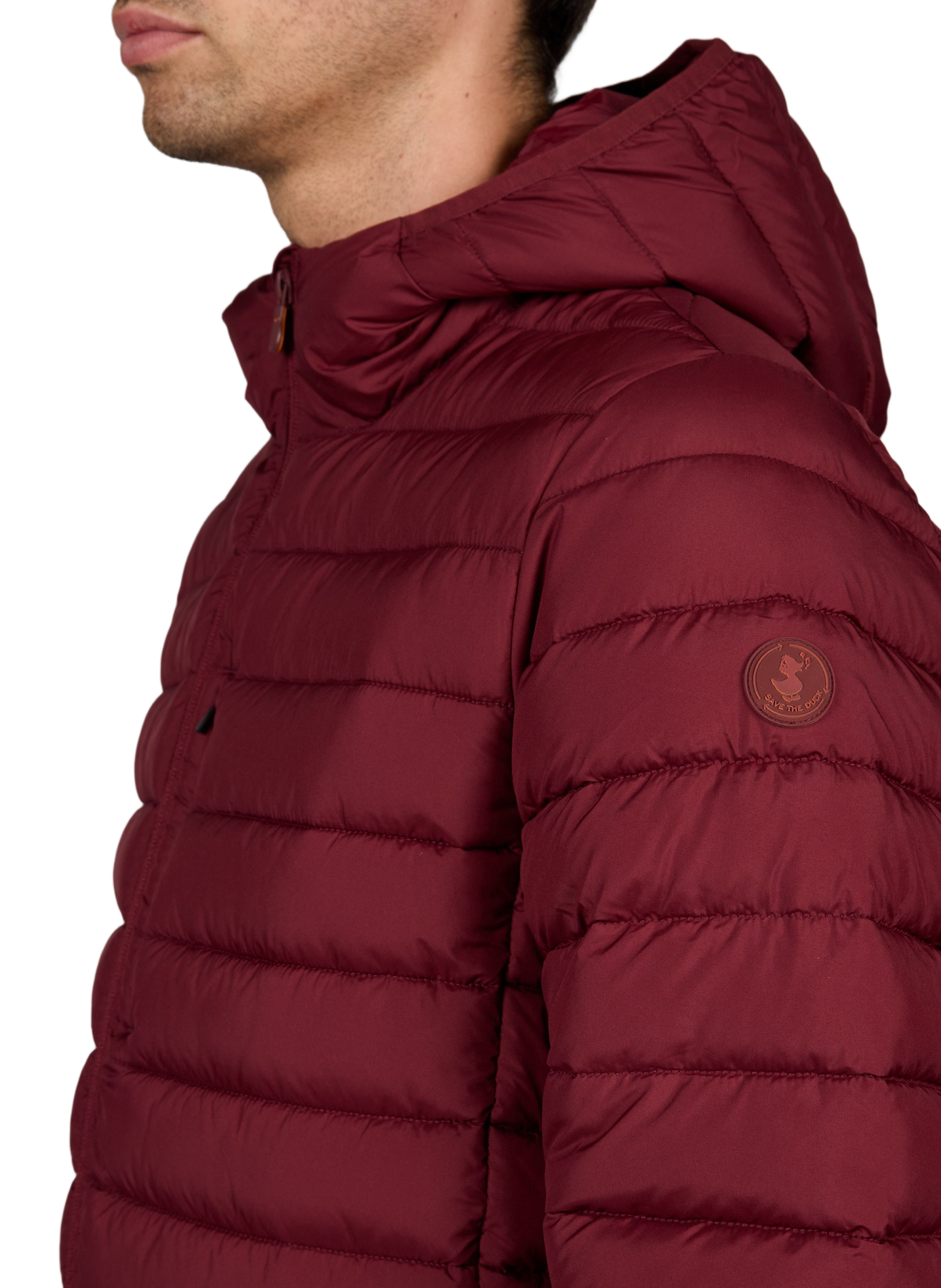 Hooded straight-fit padded jacket SAVE THE DUCK Red