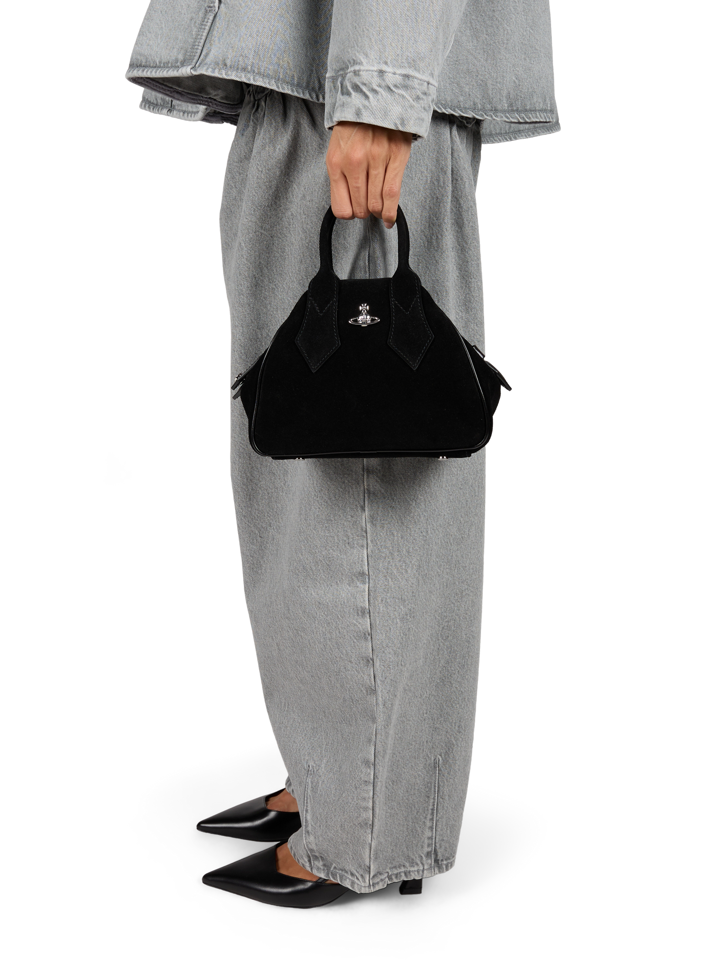 Sac à mains en cuir suède VIVIENNE WESTWOOD Noir