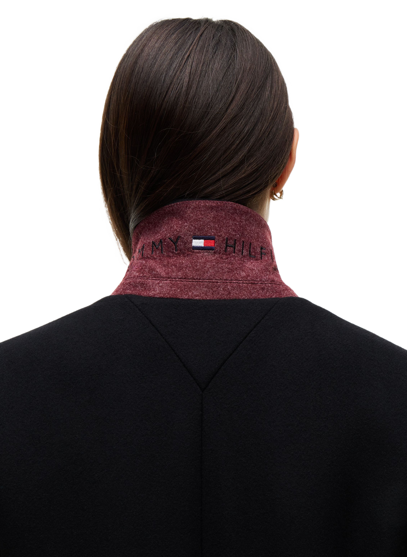 Manteau long uni en laine mélangée TOMMY HILFIGER Black