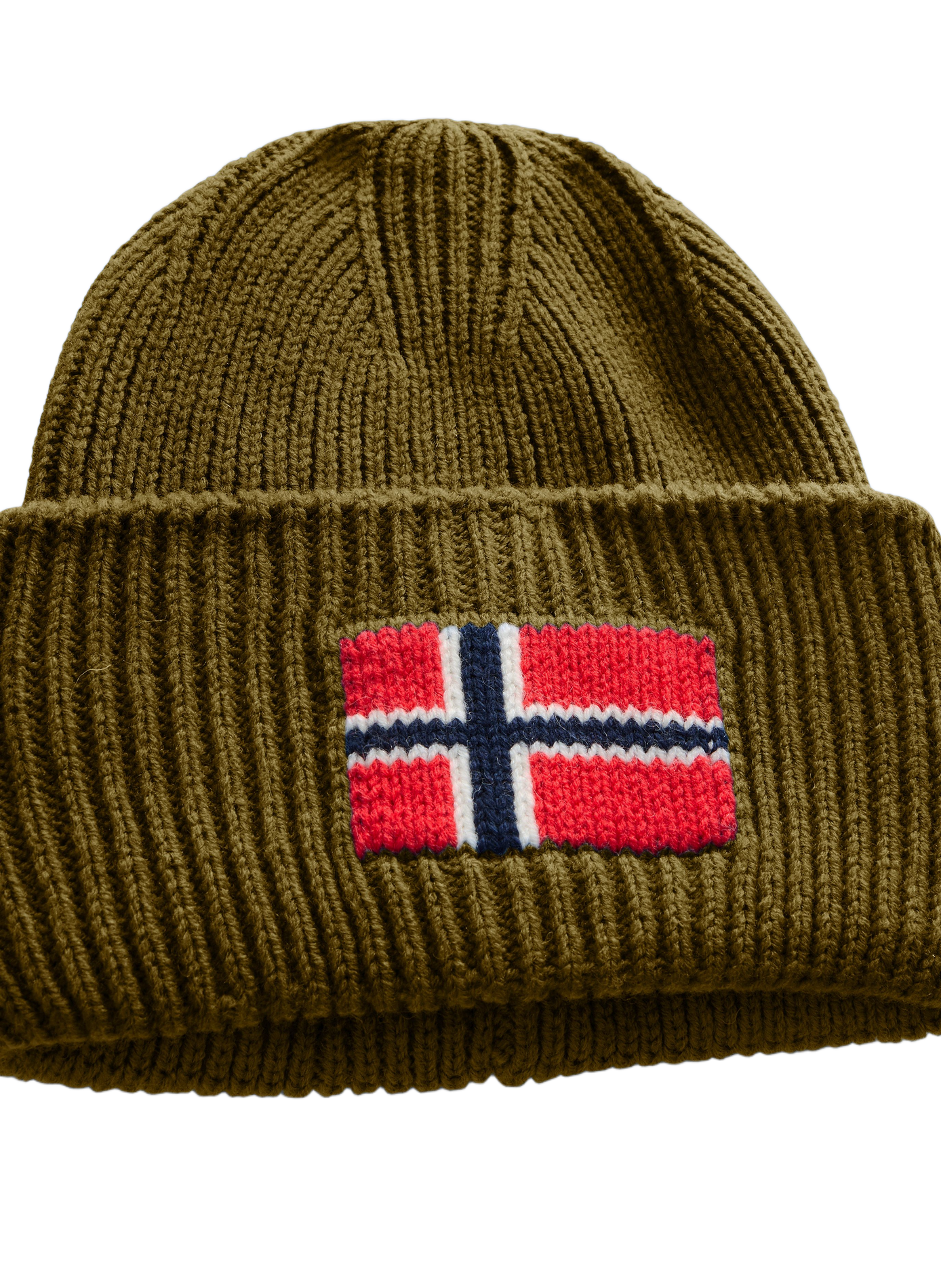 Bonnet à revers brodé en laine mélangée NAPAPIJRI Kaki