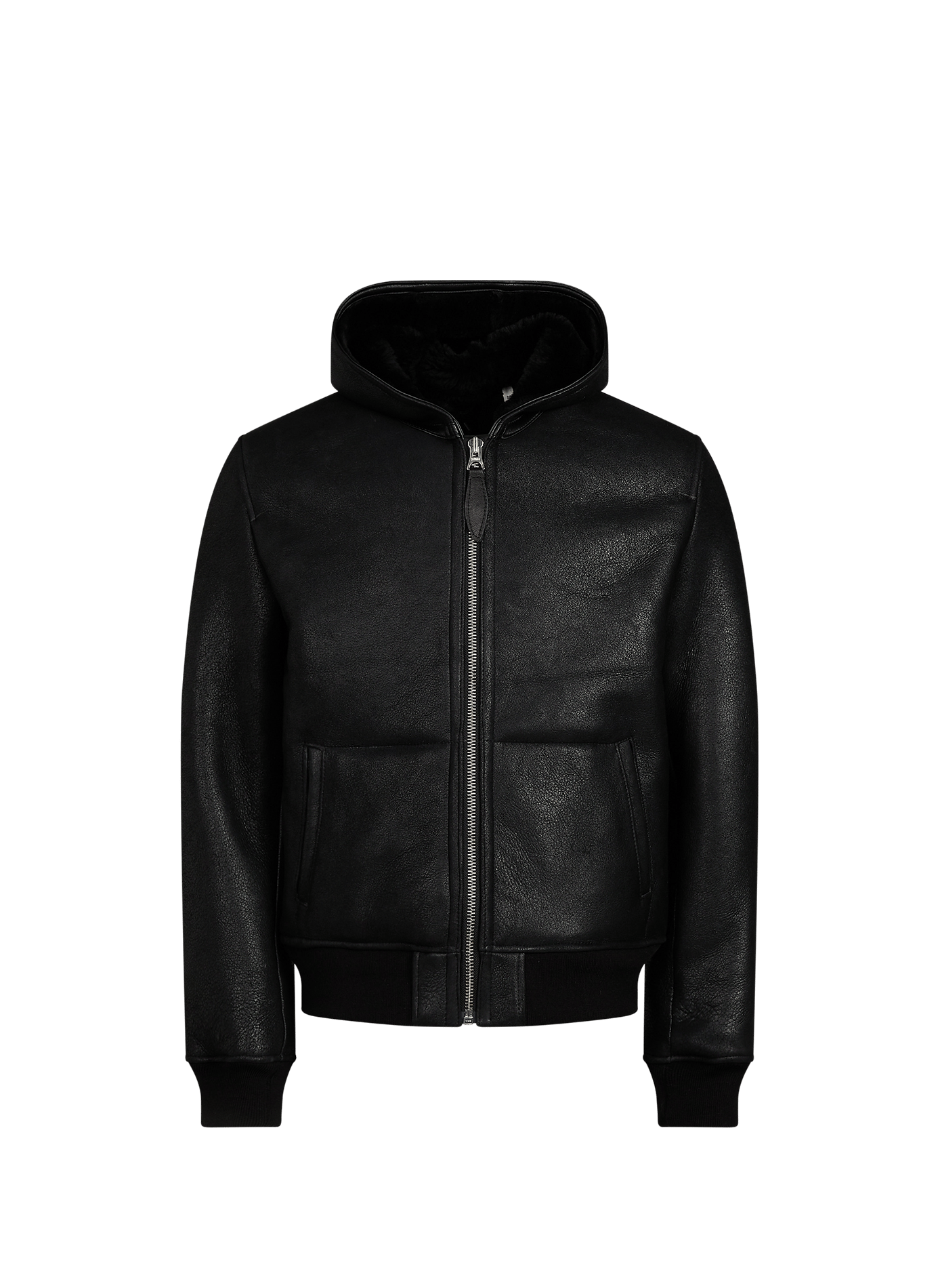 Gerade geschnittene Lederjacke mit Kapuze SCHOTT Schwarz