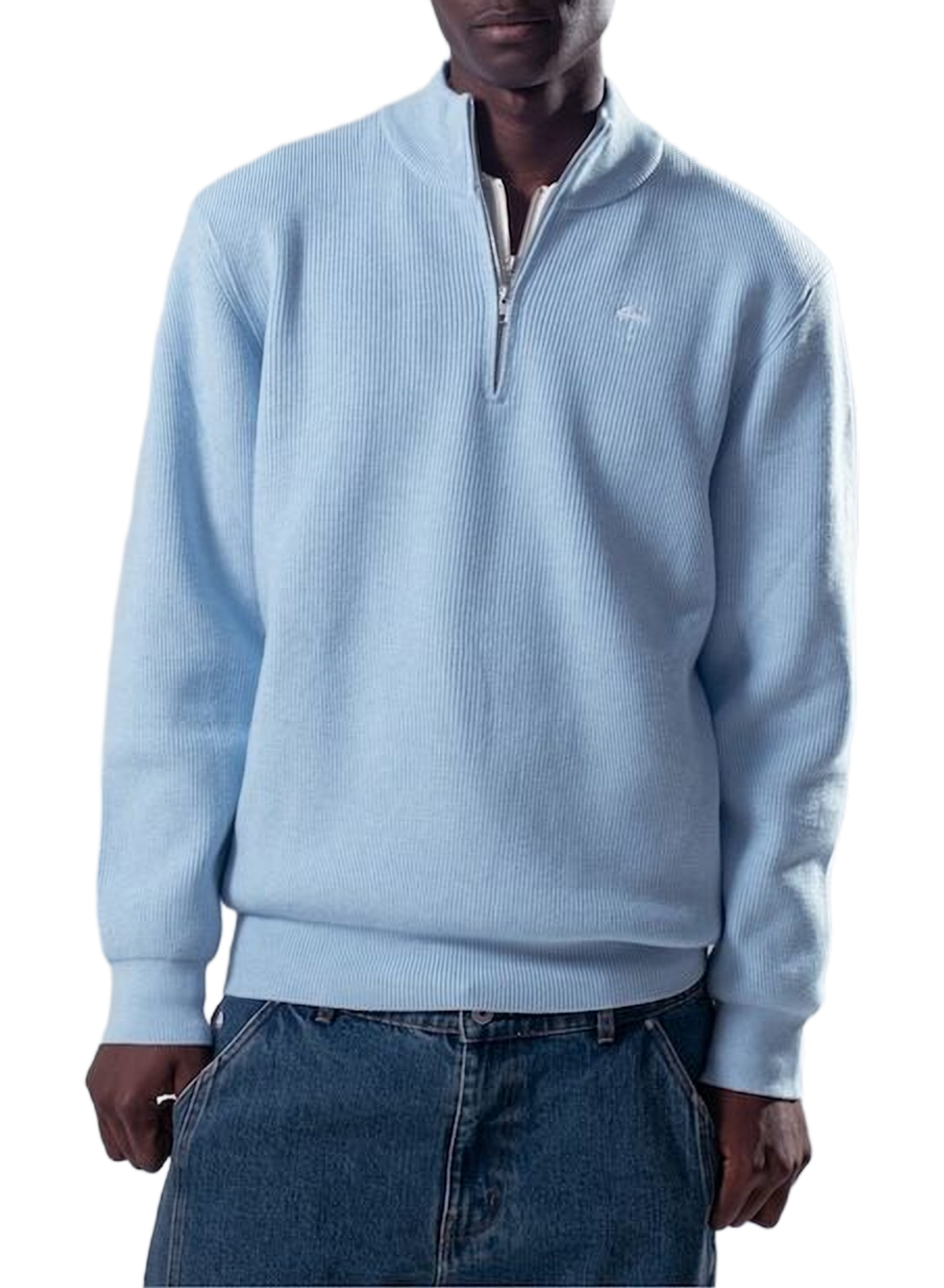 Pullover mit Stehkragen und Reißverschluss in Uni-Farbe HELAS CAPS Blau